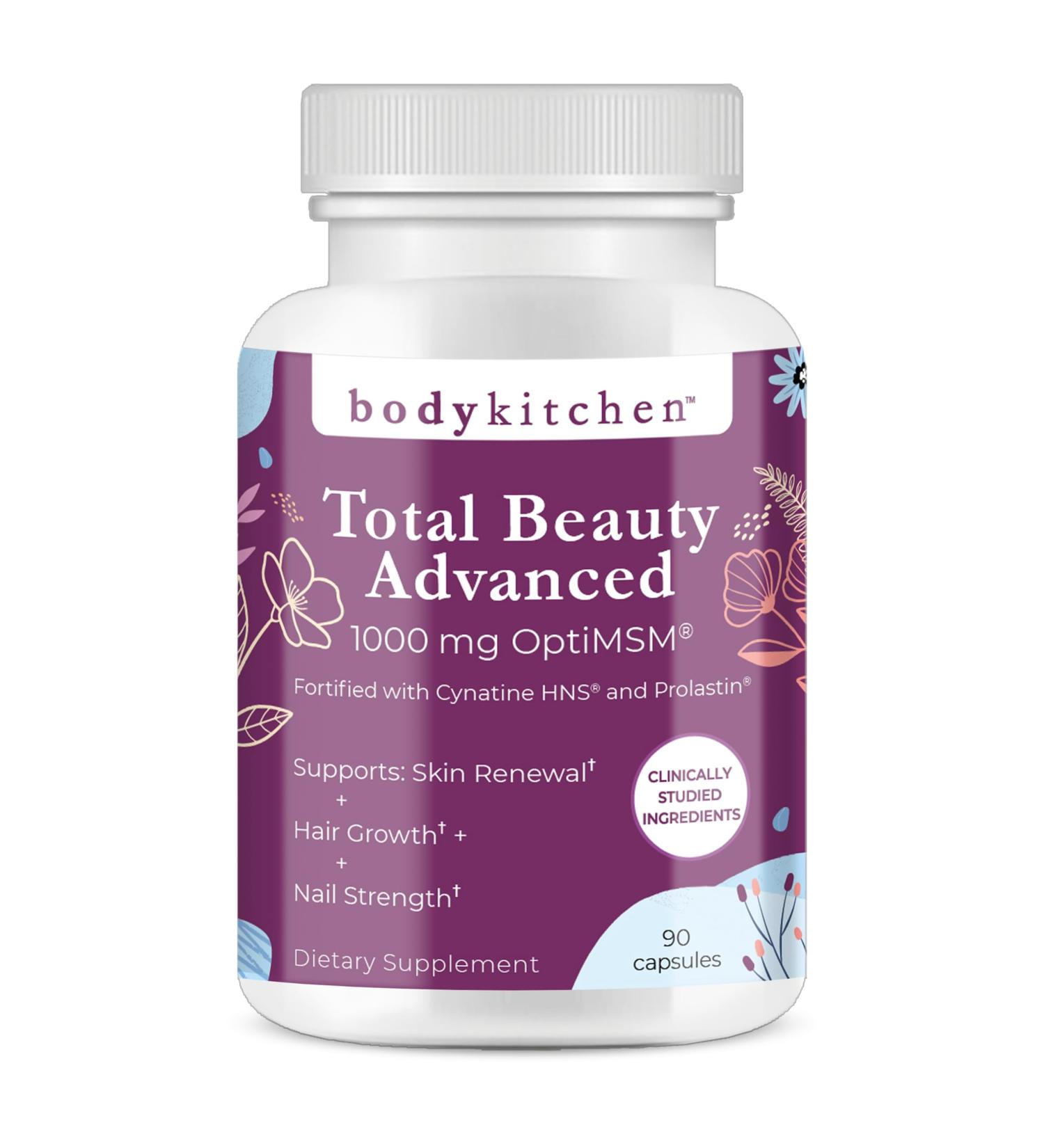 Body Kitchen Total Beauty Advanced Contains Elastin Keratin Biotin and Hyaluronic Acid Supports Hair Growth Skin Renewal Nail Strength Veggie Caps 90 Count - Buy Online on GoSupps.com