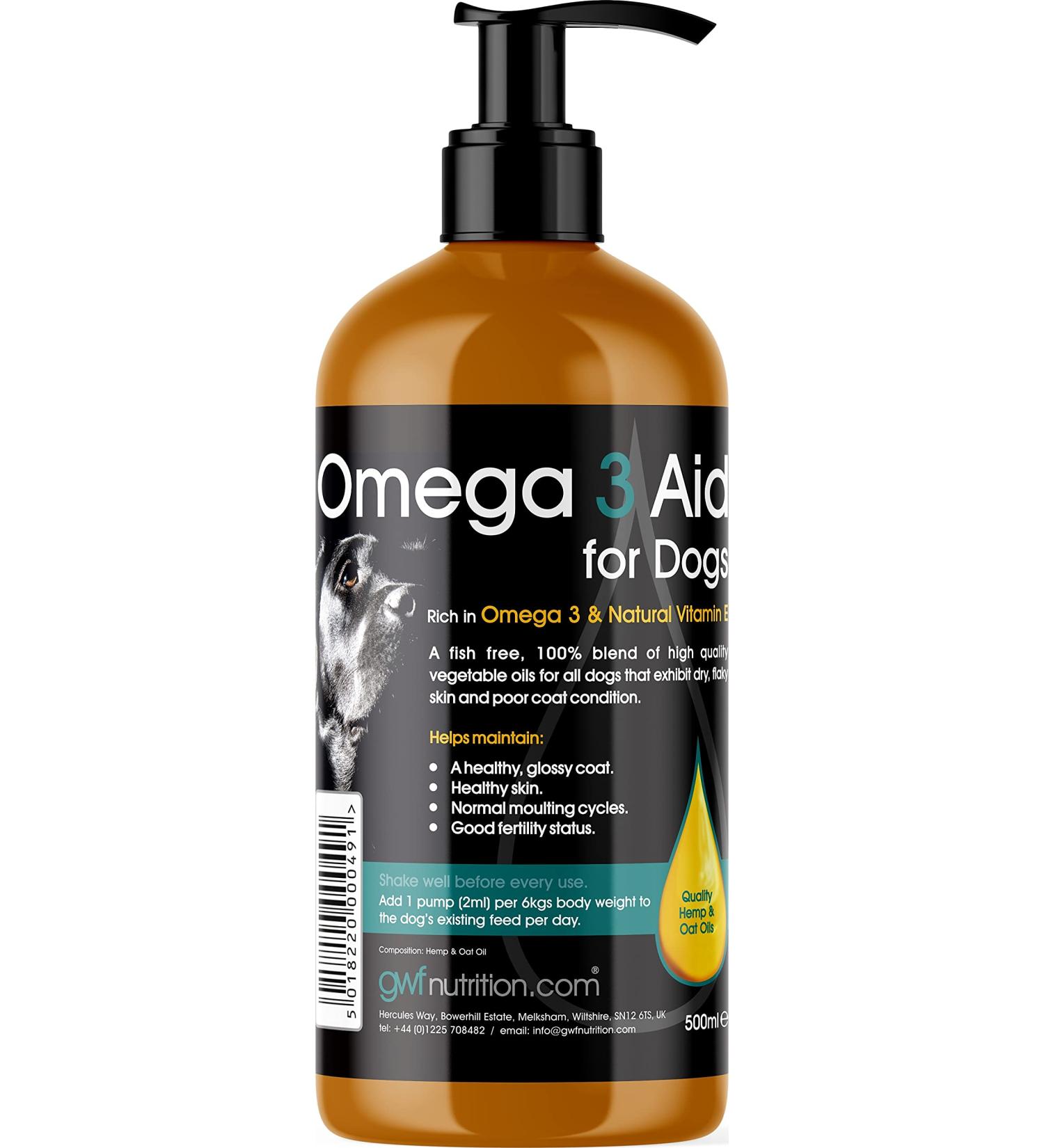 GWF Nutrition Omega 3 Aid For Dogs -Skin & Coat Supplement - Reduce Itching Improves Coat - Fish Free 500 ml 500ml