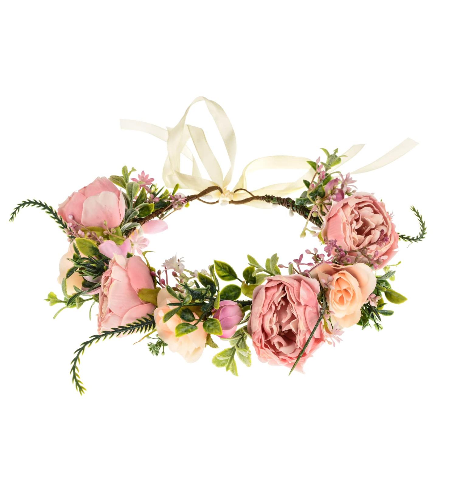 DreamLily Girls Camellias Flower Crown Headpiece XM11 (A-Blush) - Perfect for Birthday, Wedding, and Festivals - Buy Online on GoSupps.com