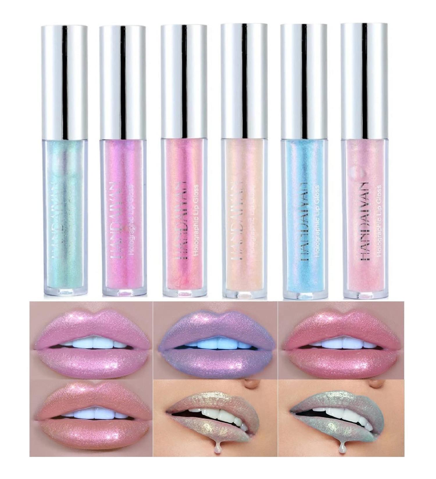 6 Pack Diamond Liquid Glitter Lipsticks | Nonstick Metallic Lipgloss Set for Women & Girls - Shimmering Lip Cosmetics - Buy Online on GoSupps.com