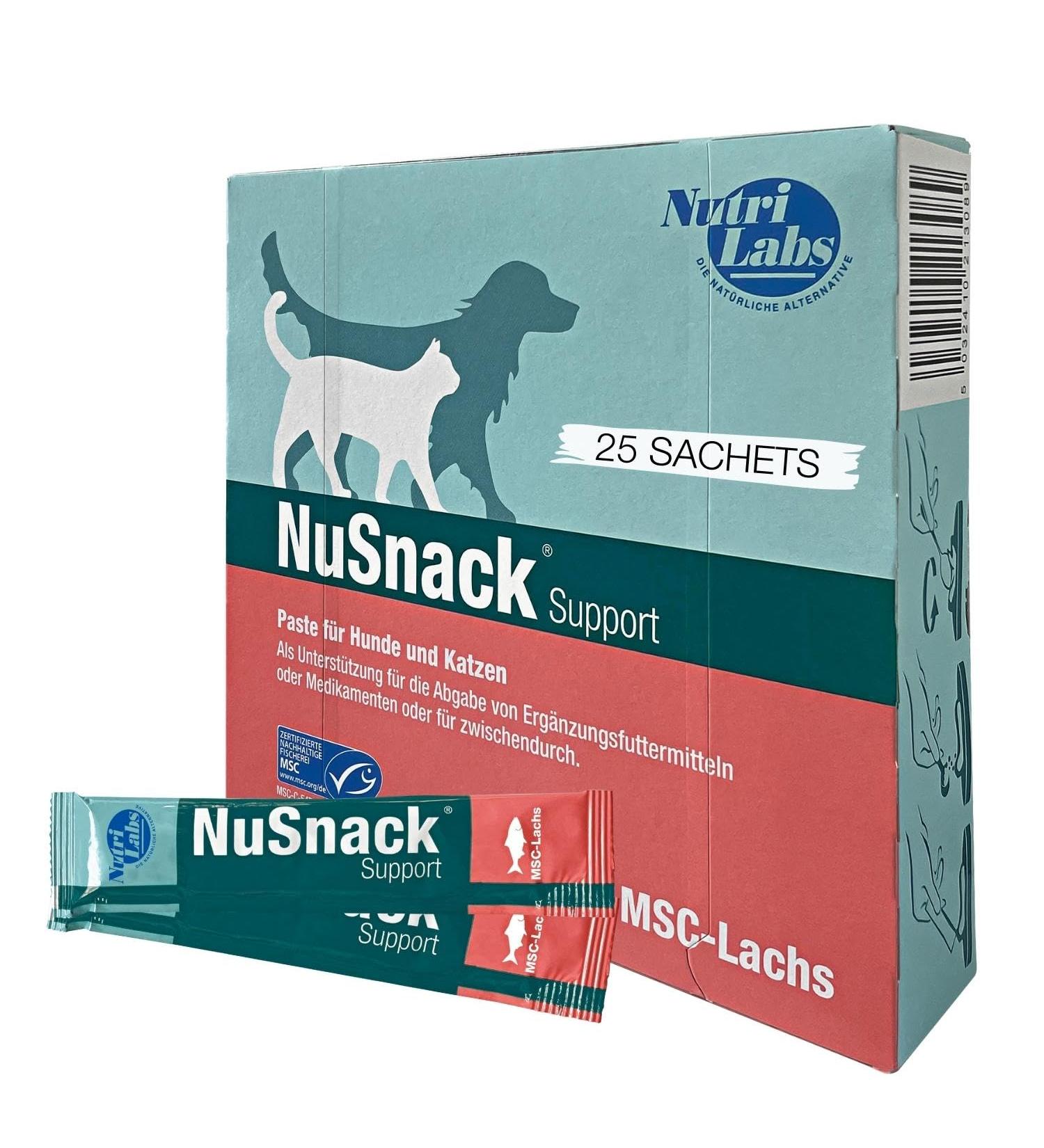 Nutrilabs Nusnack Dog & Cat Snacks - 25 Sachets (10g) - Salmon Flavor Treats & Submission Aid for Medication - Buy Online on GoSupps.com