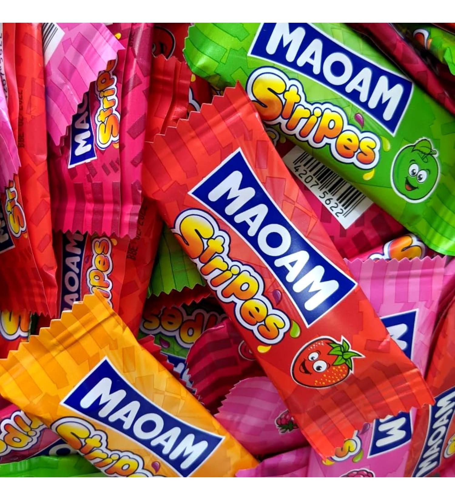 Maoam Stripes Chew Bars Sweets Candy - Fruit and Cola Flavour Chewy Sweets (300g) - Buy Online on GoSupps.com