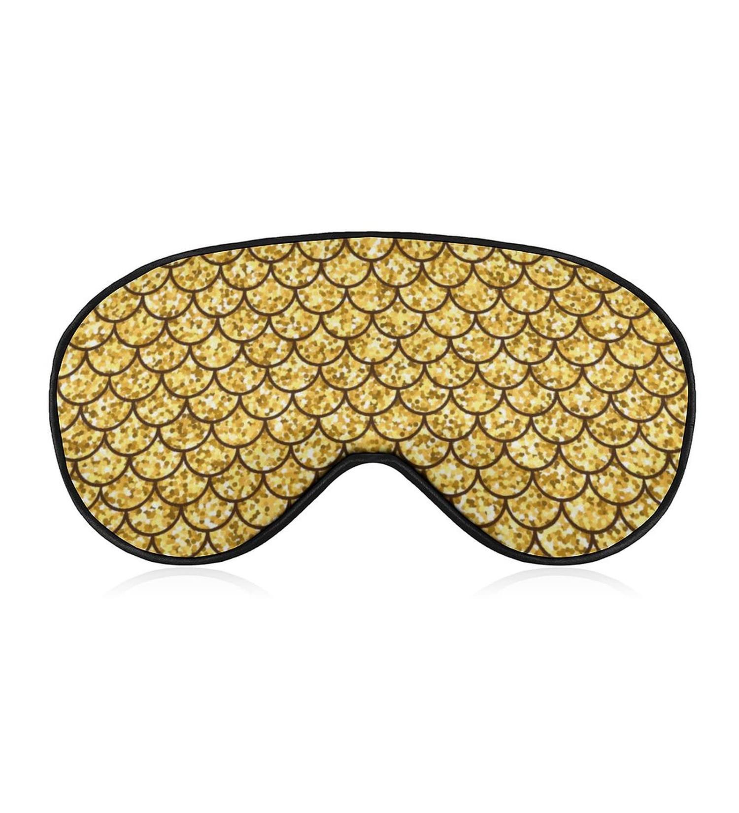 Gold Glitter Scales Sleep Mask for Women | Adjustable Eye Shades Cover with Elastic Strap - Luxurious Comfort & Style - Buy Online on GoSupps.com