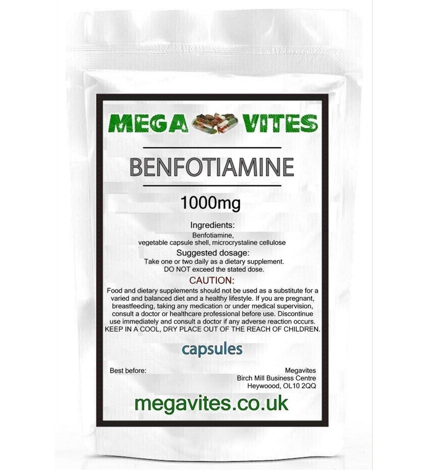 BENFOTIAMINE 1000mg Capsules x 120 - MEGAVITES AMINOLAB
