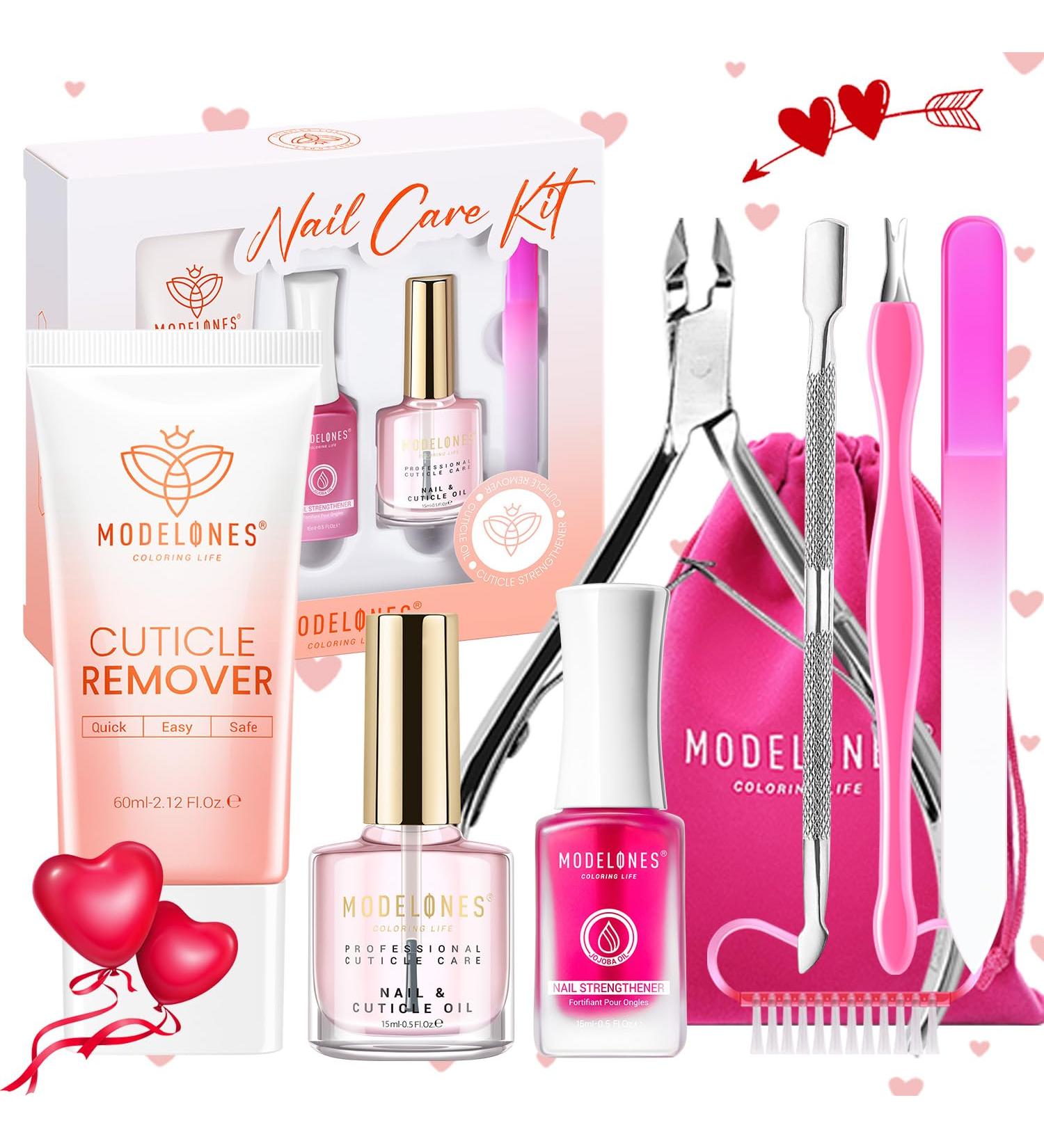 Modelones Cuticle Remover & Oil Kit - 8 Piece Cuticle Care Set for Nail Strengthening & Moisturizing - Ideal for Home & Salon Use - Buy Online on GoSupps.com