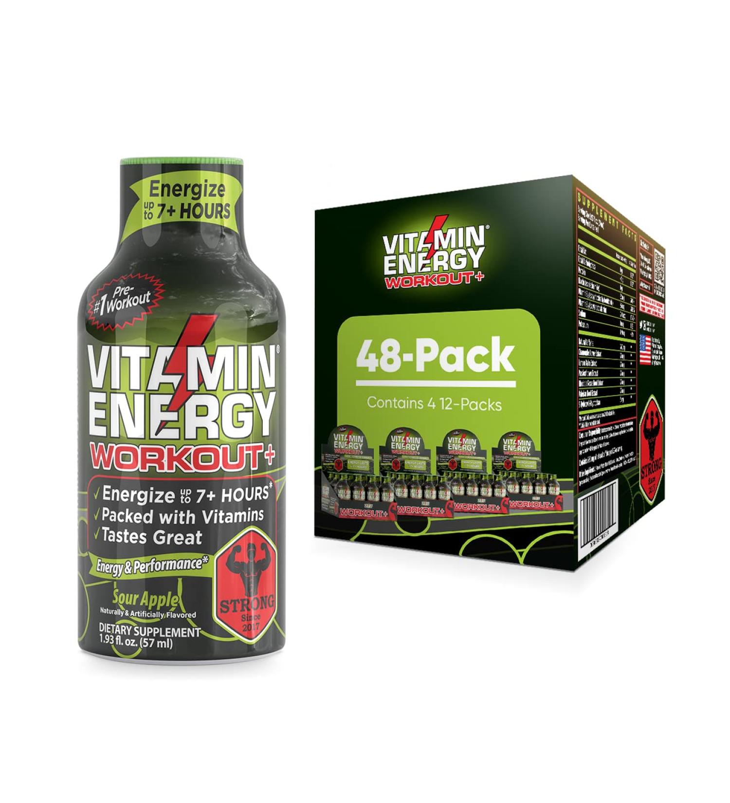 Keto-Friendly Pre Workout Energy Shots - Natural Clean Green Tea Caffeine with Endurance Blend - Sour Apple Flavor - 1.93 Fl Oz (Pack Of 48) - Buy Online on GoSupps.com