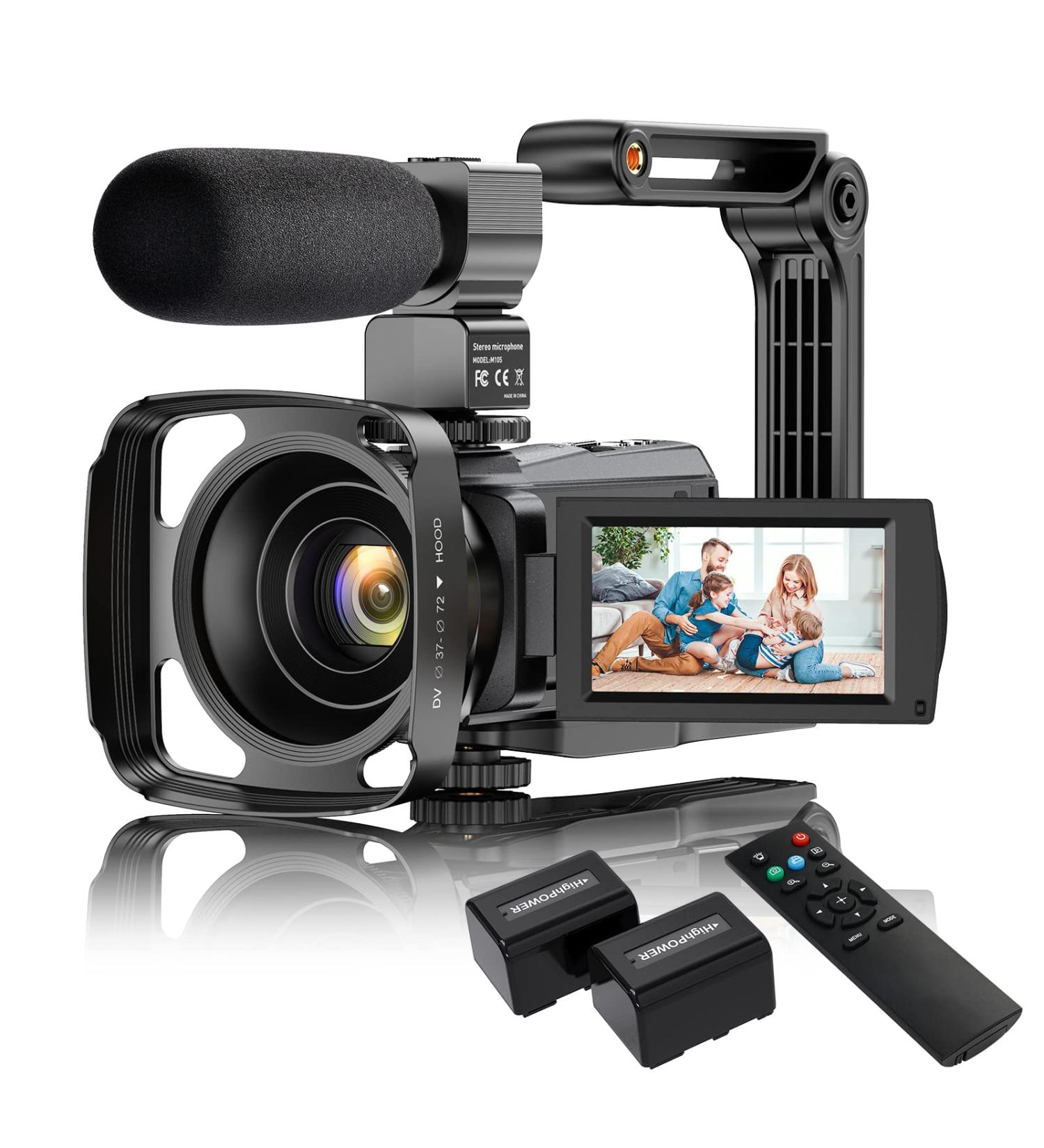 VAFOTON 4K Video Camera Camcorder with Microphone, 48MP Vlogging Camera for YouTube 16X Zoom 3.0" Touch Screen IR Night Vision Wi-Fi Vlog Cameras Webcam with Handheld Stabilizer Remote Control - Buy Online on GoSupps.com