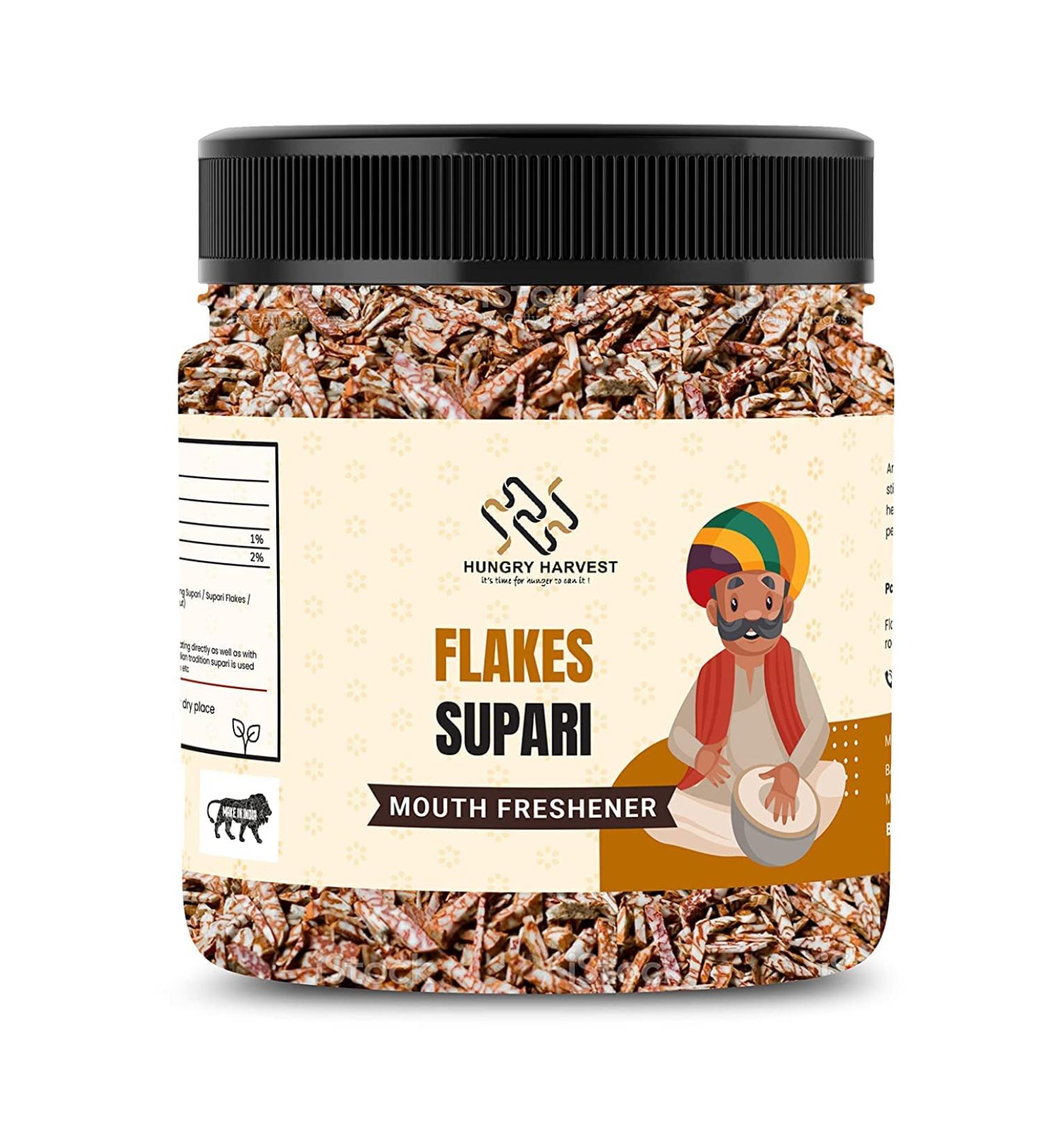 Hungry Harvest Flakes Supari| Raw Unflavoured Flakes Supari 250 gms Mouth Freshener_Packing May Vary