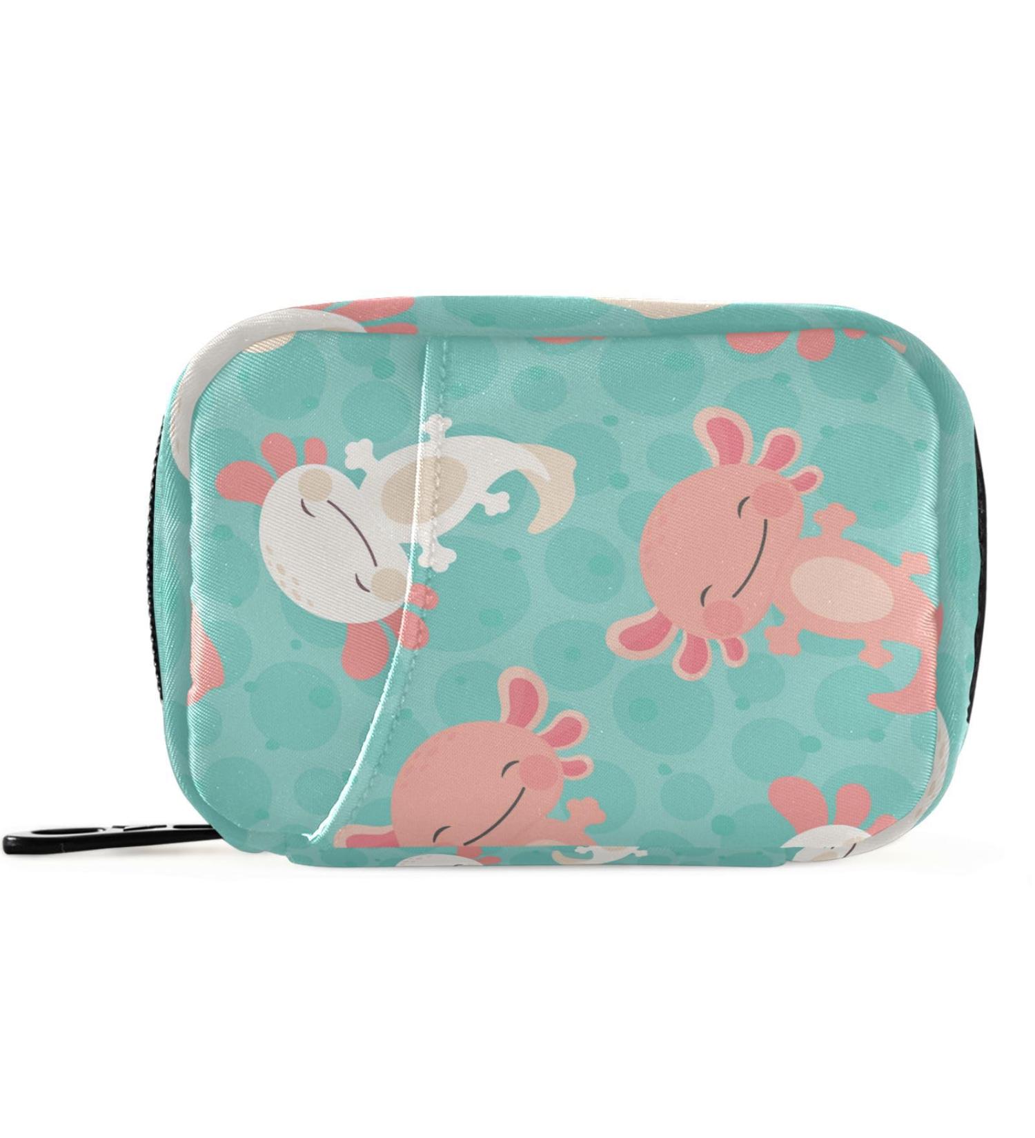 Pfrewn Kawaii Axolotl Pill Organizer Case - 7 Day Travel Pill Box & Zipper Pouch for Vitamins & Supplements - Buy Online on GoSupps.com