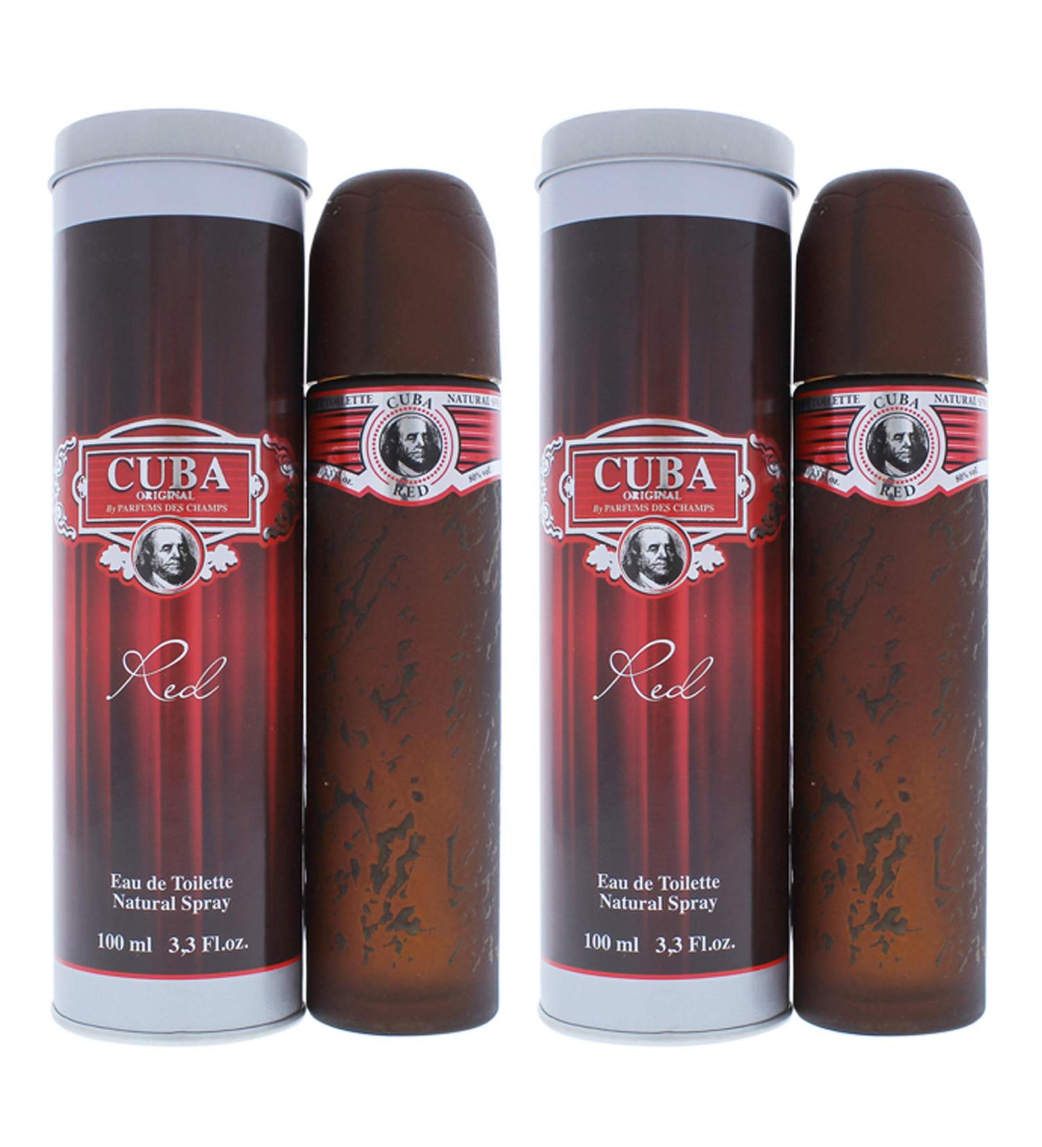 Cuba Red 3.3. fl. oz. Eau De Toilette Spray | Fragrance for Men (Pack of 2) Spicy 1 Count (Pack of 2)