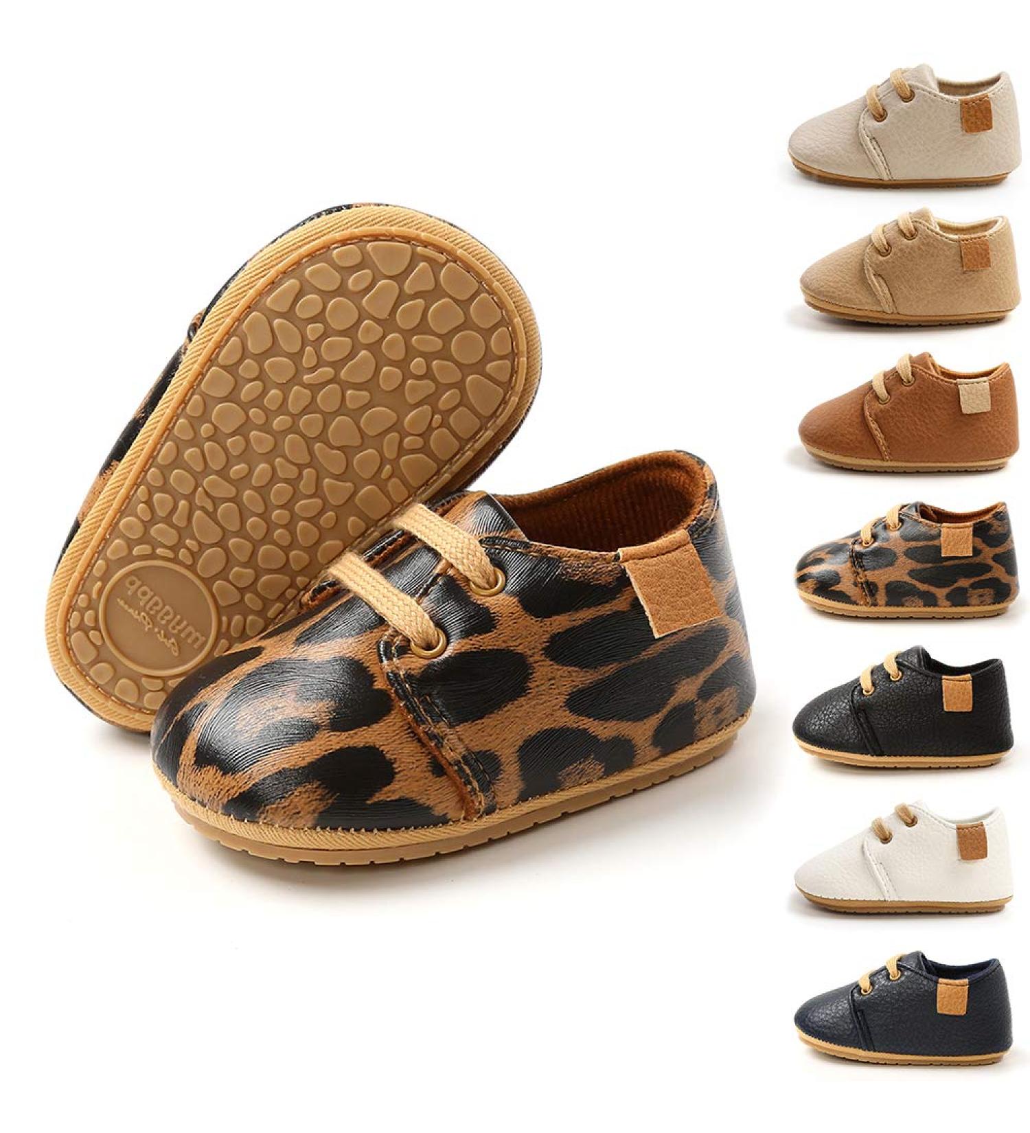 Infant Baby Boys Girls Oxford Shoes | Anti-Slip Soft Sole Sneakers 0-6 Months | Leopard Print - Buy Online on GoSupps.com