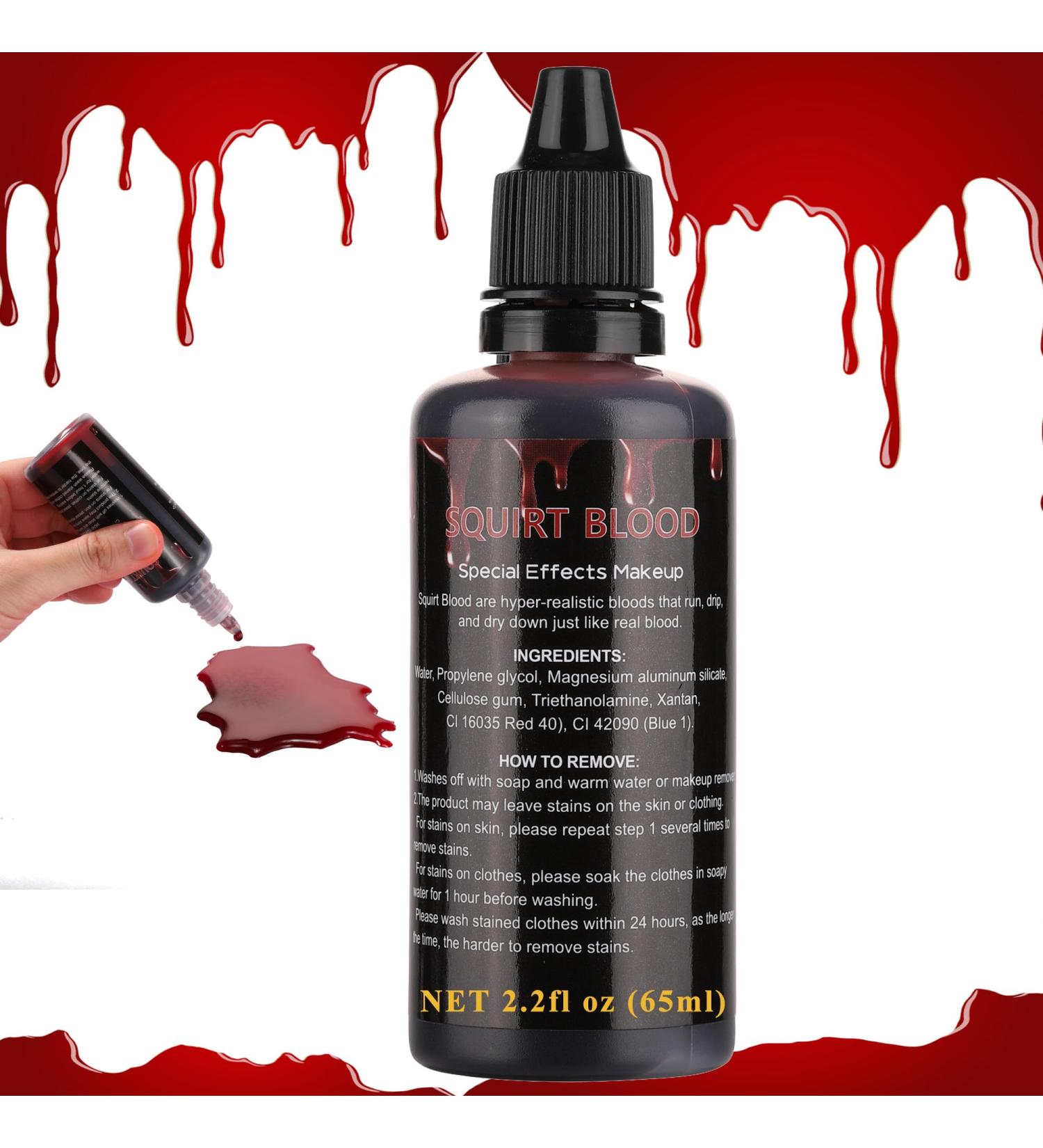 Buy 2.2oz Fake Blood - Perfect for Halloween Costume Zombie & Vampire Makeup Drip Liquid Blood for Clothes & Body SFX - Buy Online on GoSupps.com