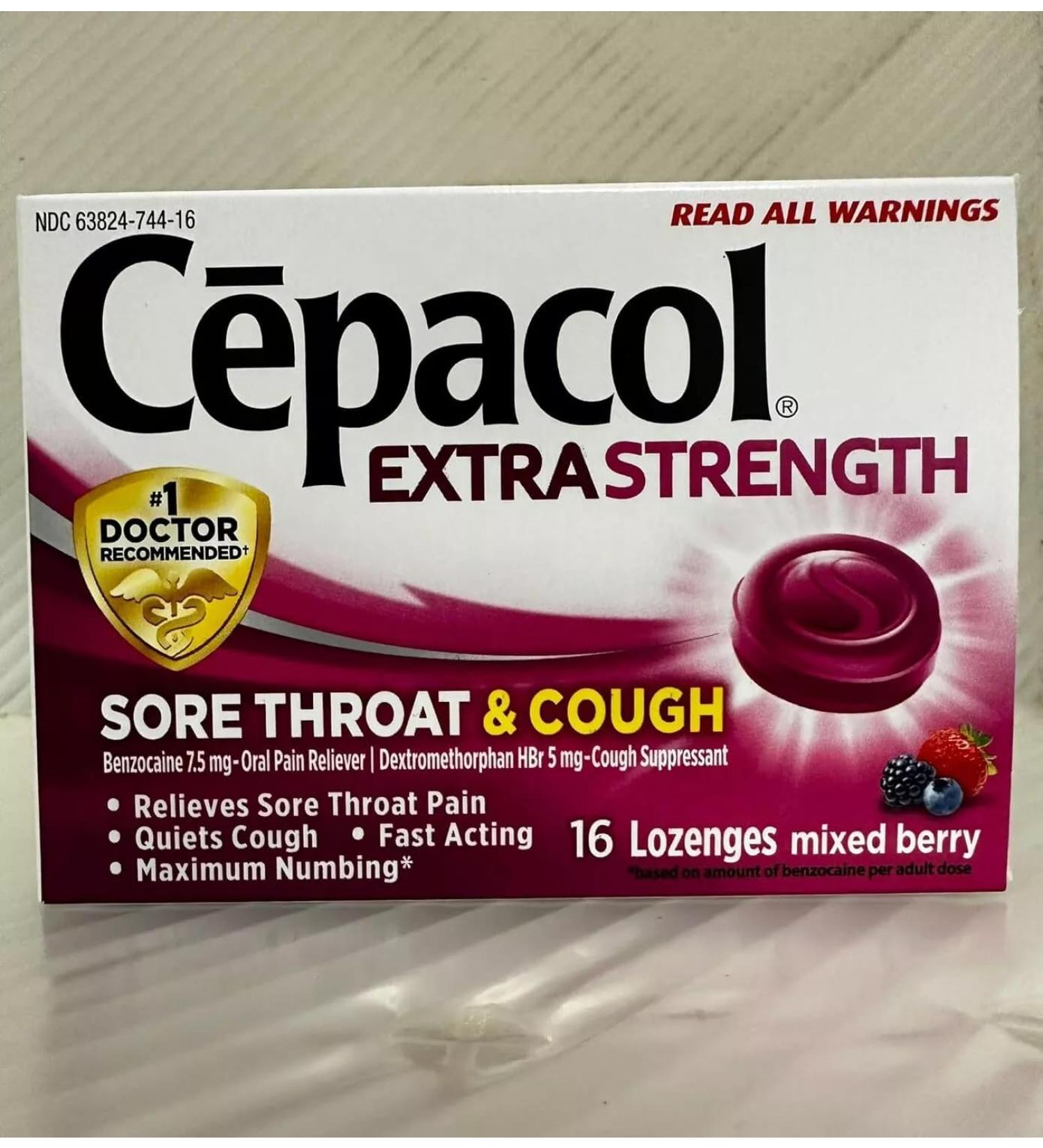 Cepacol Extra Strength Sore Throat & Cough Relief Lozenges 16 Count Mixed Berry Flavor Maximum Numbing Fast Acting Relieves Sore Throat Pain and Quiets Cough (Pack of 12) - Buy Online on GoSupps.com