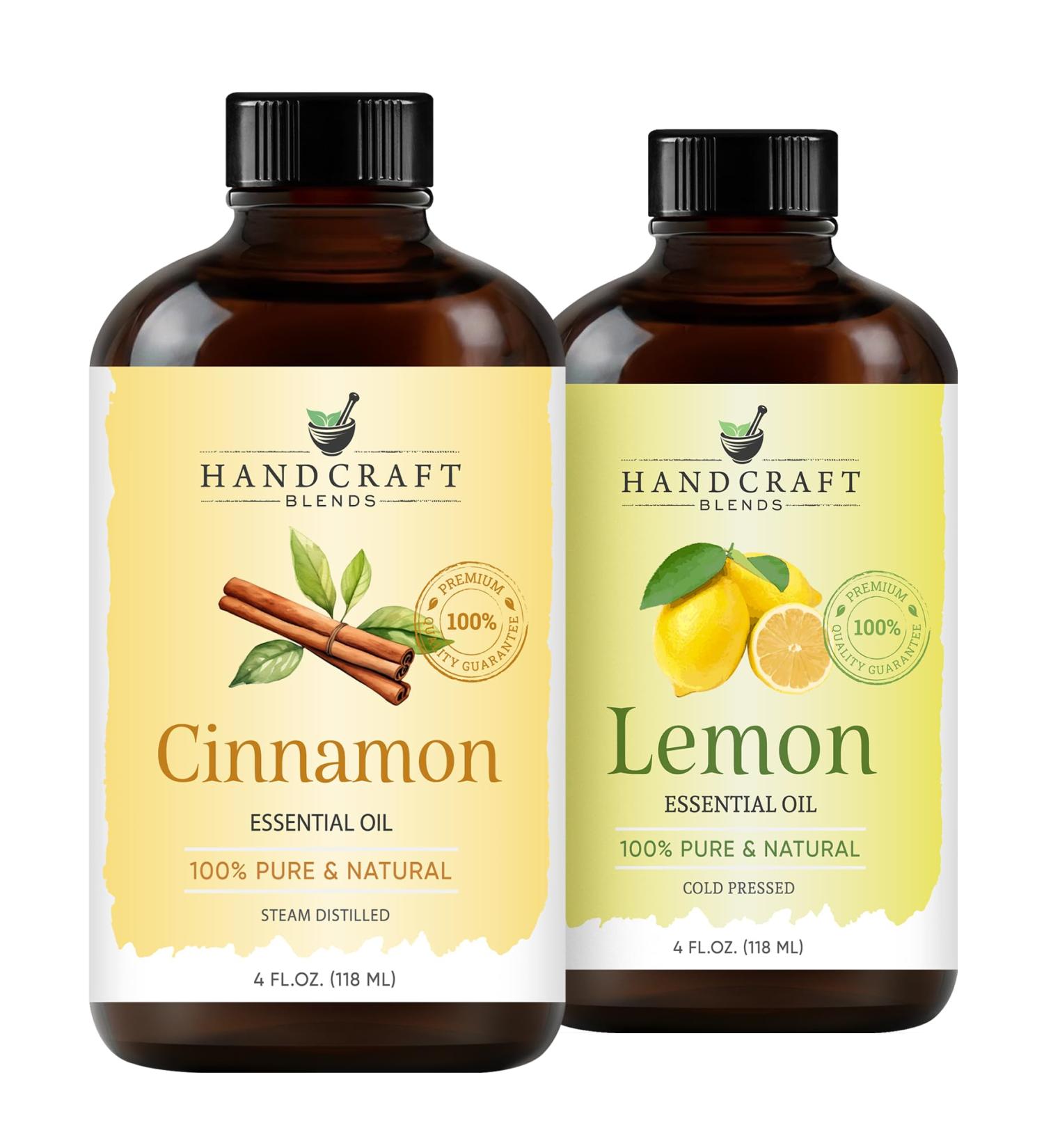 Handcraft Blends Zest & Spice Set: Lemon and Cinnamon Essential Oils (2 x 4 Fl Oz) 100% Pure & Natural for Diffuser Aromatherapy and DIY Projects - Buy Online on GoSupps.com