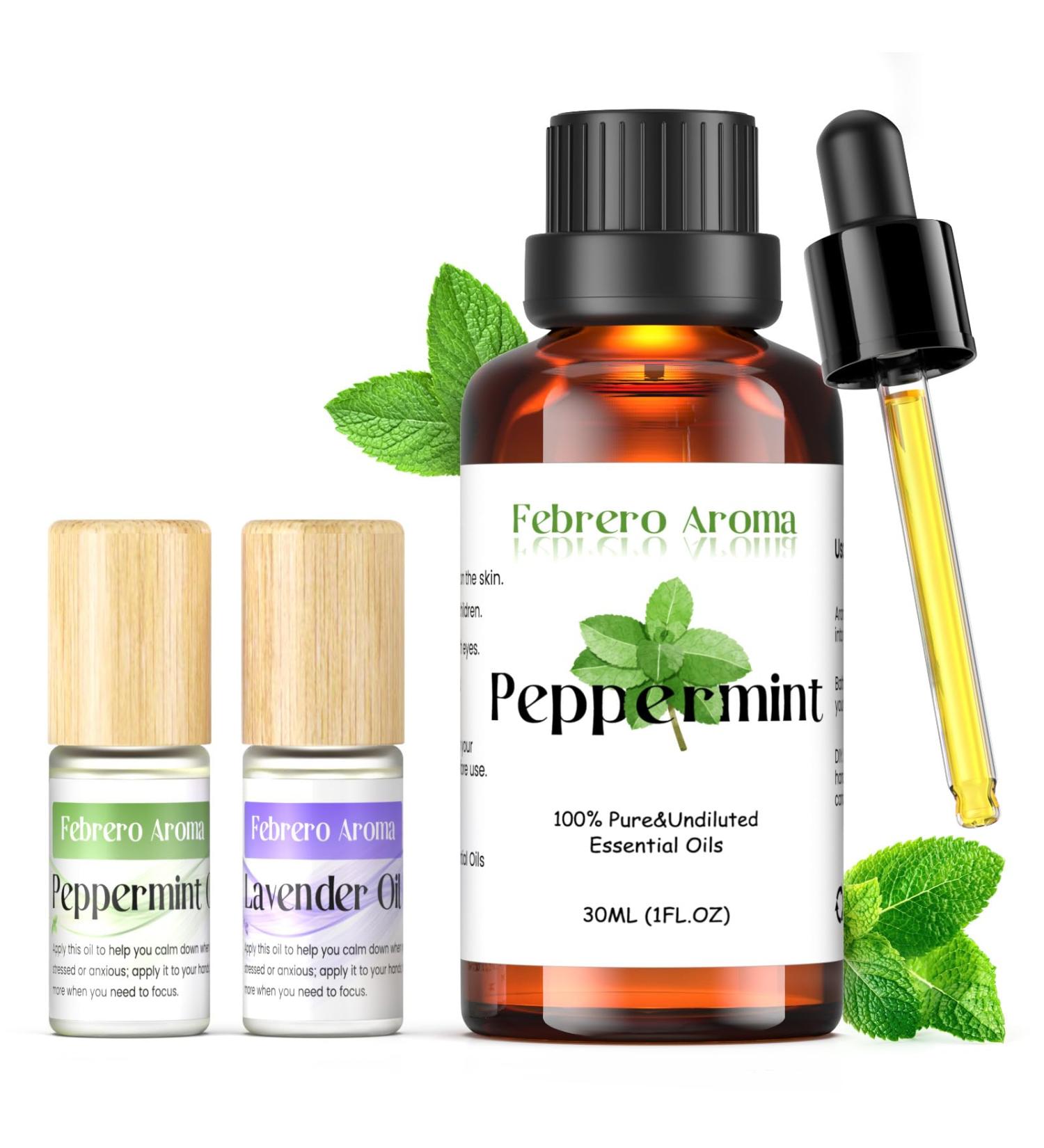 100% Pure Peppermint Extract - Refreshing Mint Oil Flavor for Focus | 30ml + Bonus Travel Size 10ml Peppermint & 10ml Lavender Roll-On Essential Oils - Buy Online on GoSupps.com