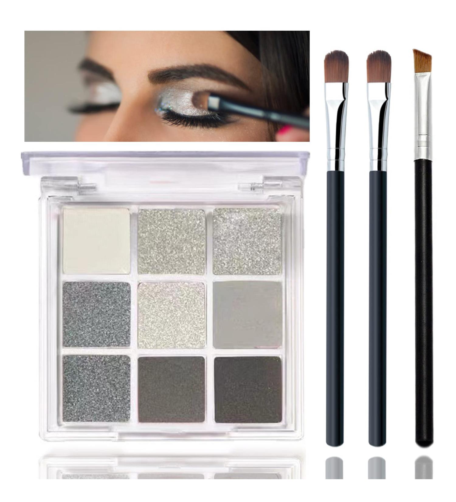 Black Smoky Eyeshadow Palette with Silver, Grey, Gold & Brown Shades - 9 Colors Glitter and Matte, Long Lasting, Waterproof - Eye Makeup Set with Brush(Set A) - Buy Online on GoSupps.com