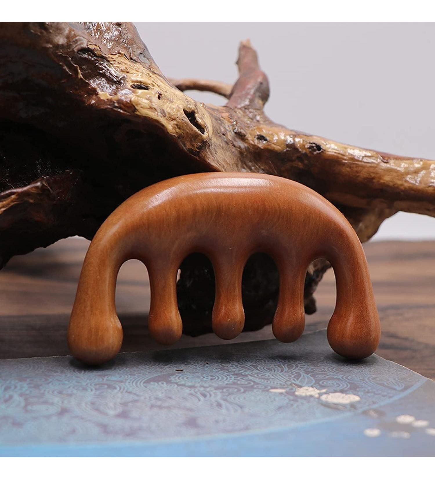 Premium Green Sandalwood Massage Tools - Roller Tab & Meridian Bar for Scalp & Hair Care | Antistatic Wide Teeth - 1PC - Buy Online on GoSupps.com