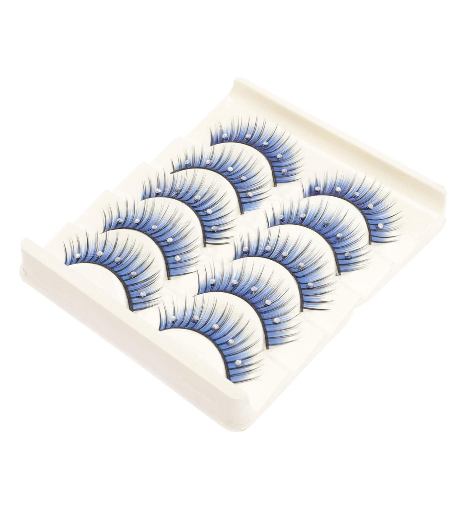 FRCOLOR 5 Pairs Handmade Eye Lashes - Soft Thick Reusable Black False Eyelashes with Color Fiber Rhinestones for Cosplay - 5D Artificial Eyelashes (Pack of 1 - Buy Online on GoSupps.com