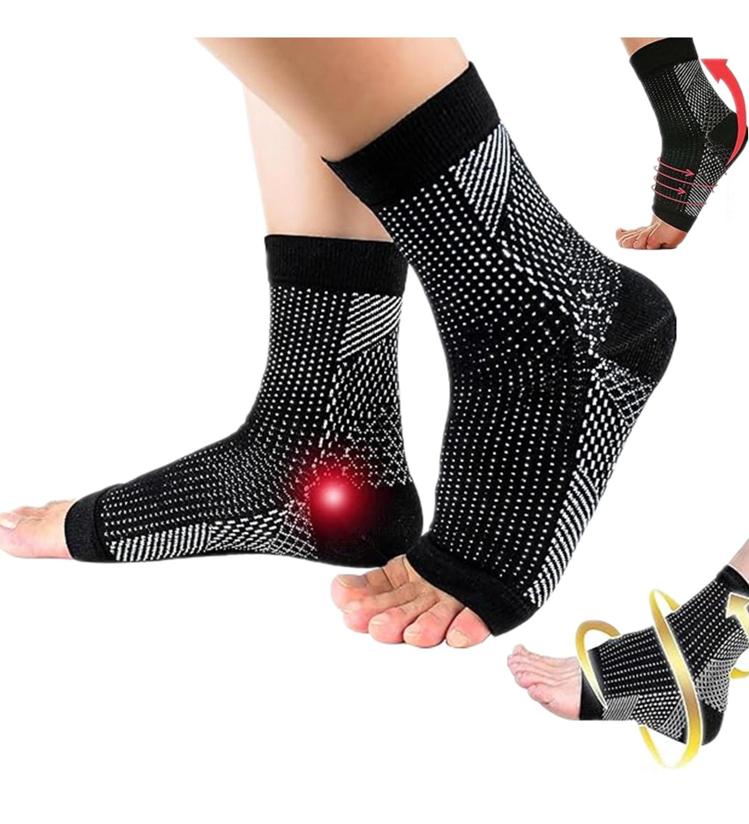 Dr. Neuropathy Socks - Compression Ankle Support for Women & Men | XX-Large Black Soothe Socks for Neuropathy - Buy Online on GoSupps.com