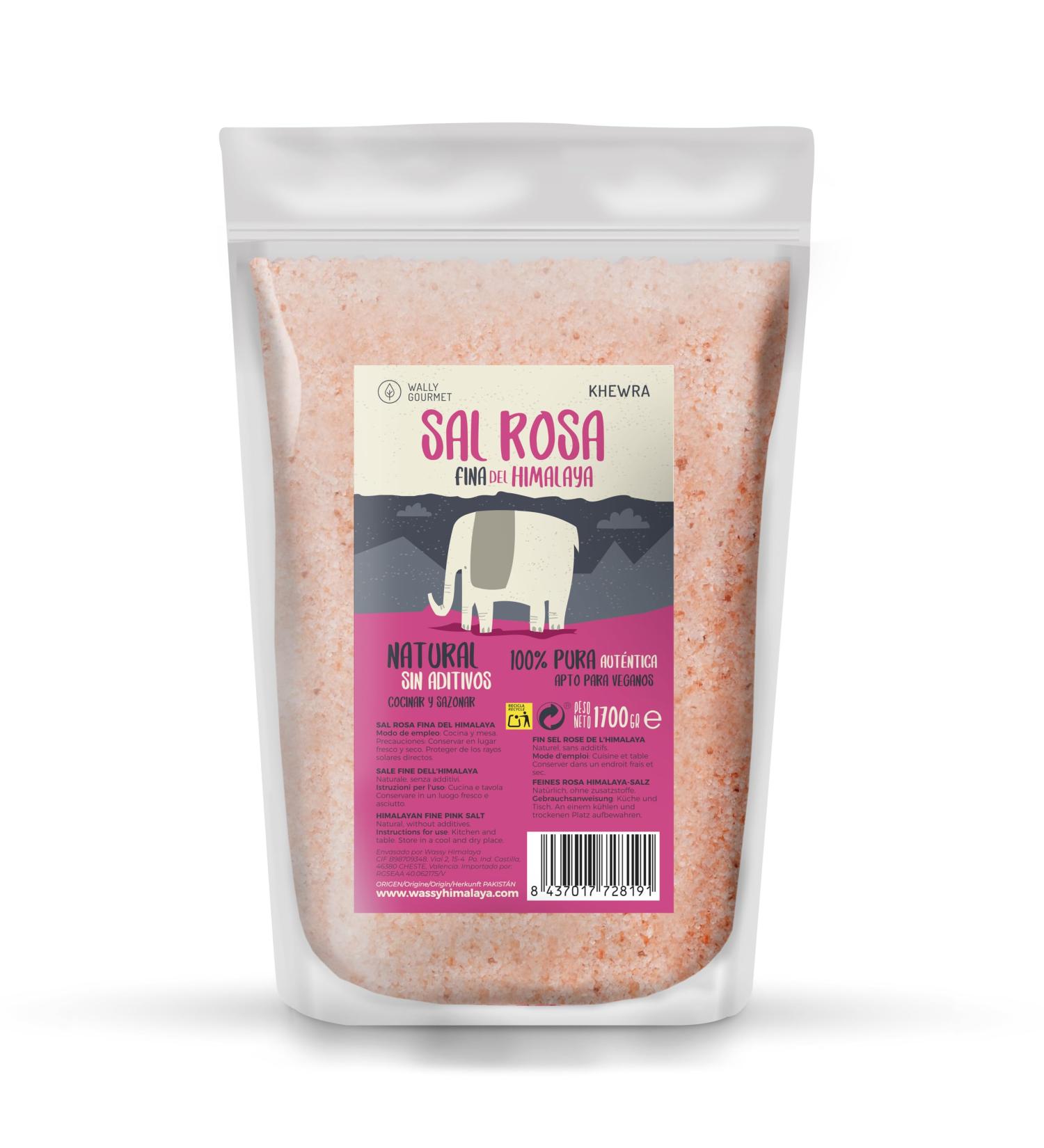 Wassy Himalaya SL Himalayan pink salt fine 1700 grams Without additives 100 natural unrefined Higher trace element content To season and season Origin Punjab Pakistan - Buy Online on GoSupps.com