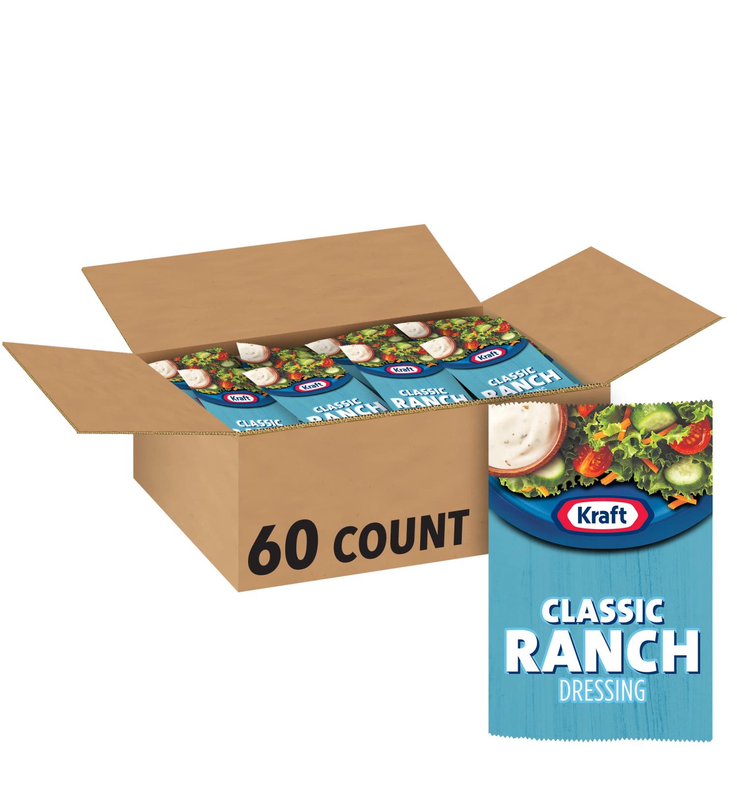 Kraft Ranch Salad Dressing Packets - 1.5 oz Single Serve, 60 Pack - Convenient for On-The-Go - Buy Online on GoSupps.com