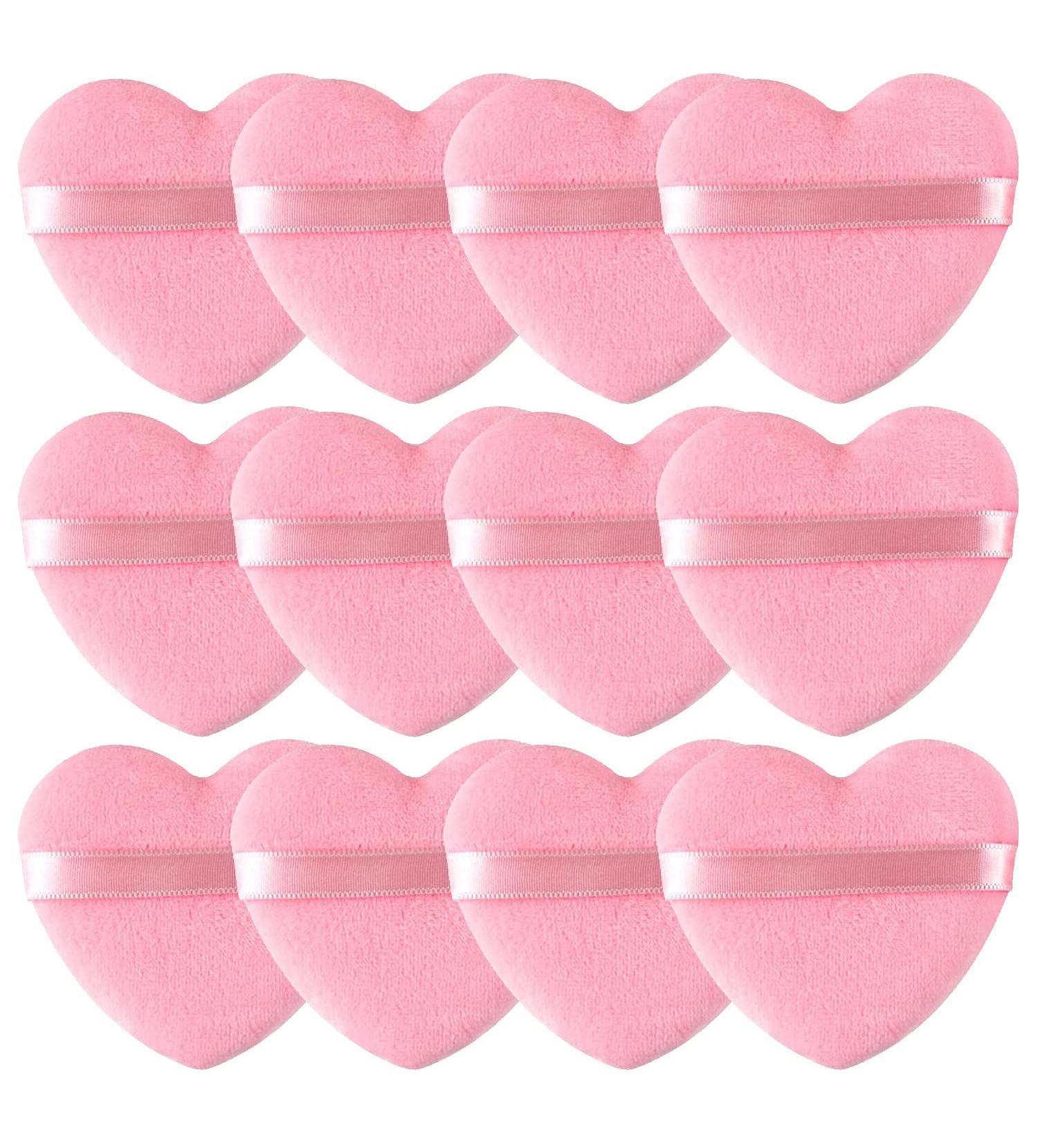 Buy 12 Heart Shape Powder Puffs - Washable & Reusable Soft Plush Makeup Sponge for Face & Body - Perfect for Loose Powder & Foundation - Pink Heart - Buy Online on GoSupps.com