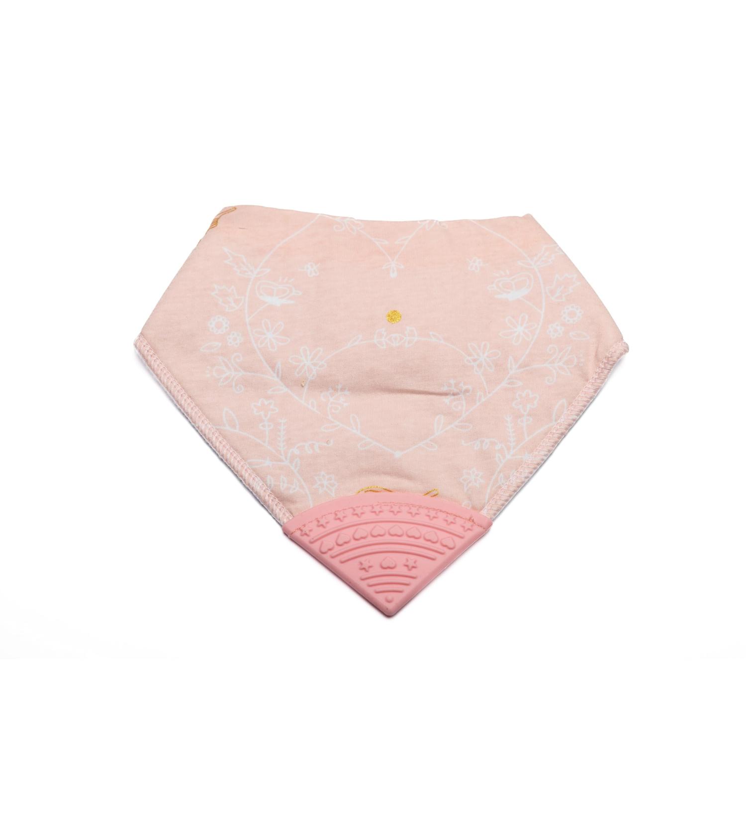 V&D HOME Baby & Toddler Teething Bib with Teether | 0-18 Month Bandana Bib Pink Pattern - Buy Online on GoSupps.com