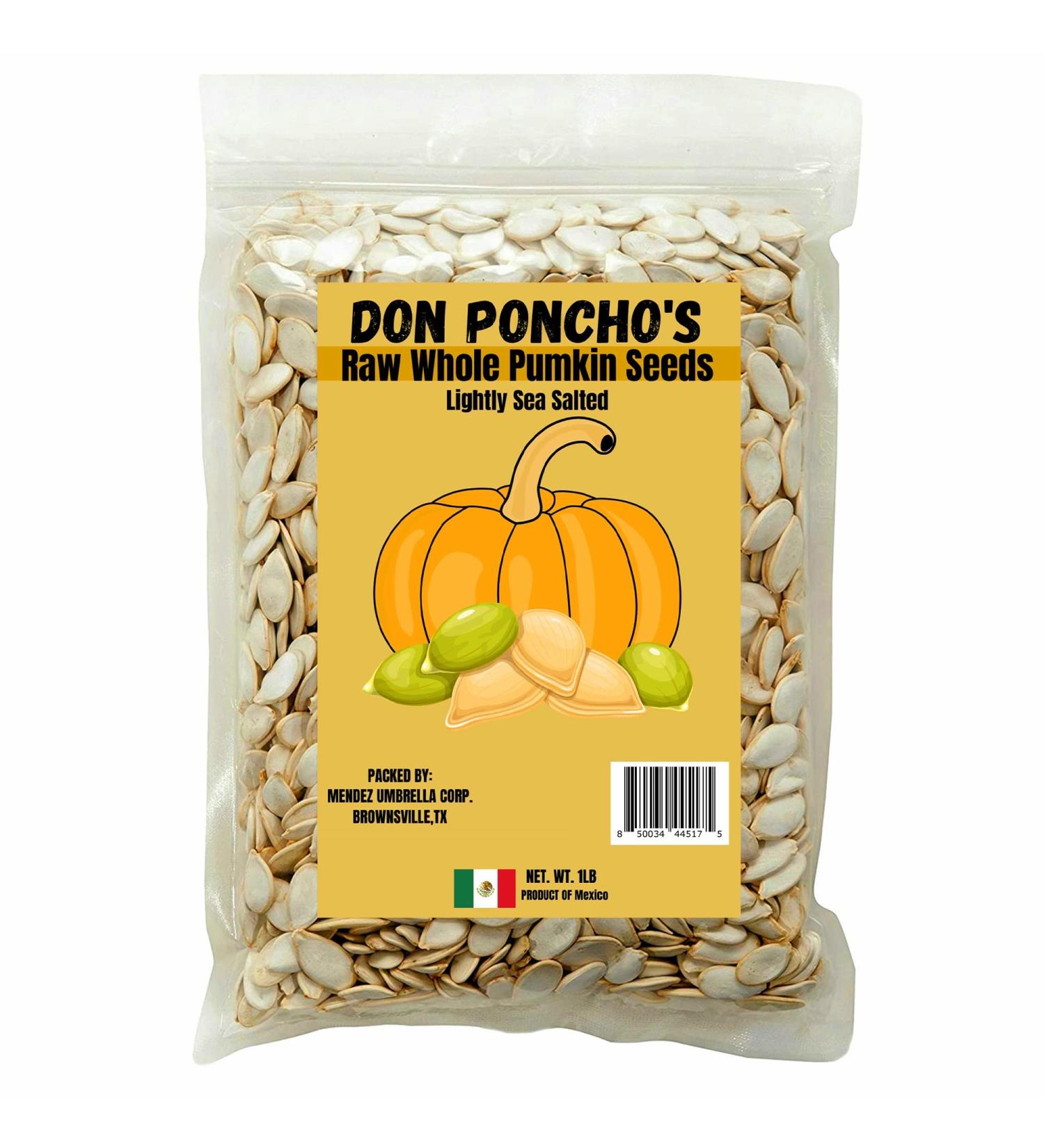 Five Brothers Don Ponchos | Lightly Sea Salted Whole Pumpkin Seeds | 1Pound Bag | Roasted | Top 14 Food Allergy Free | Non GMO | Vegan | Keto | Paleo Friendly, 16 Ounces
