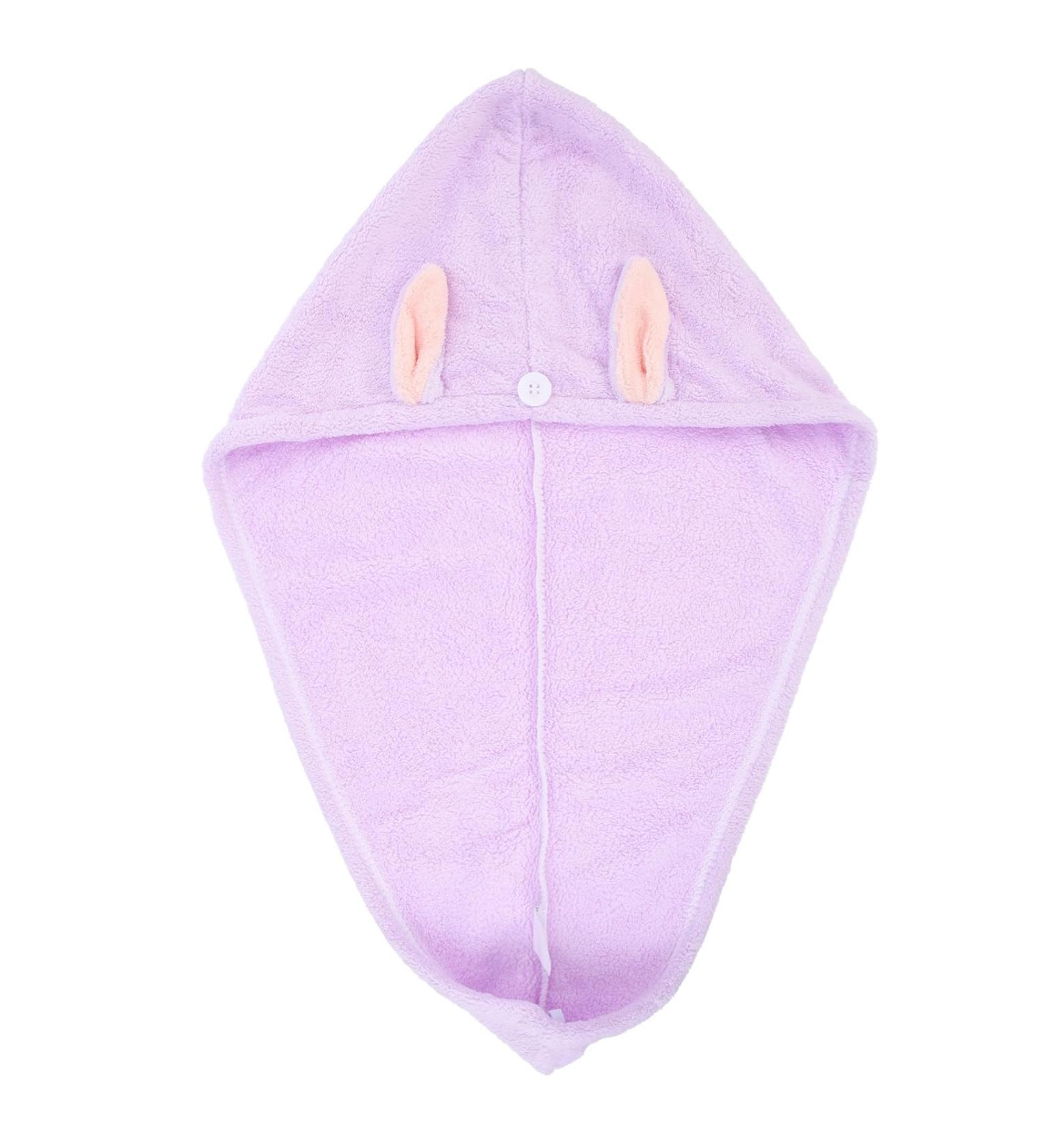MAGICLULU Hair Protection 4pcs Bunny Ears Dry Hair Hat Hair Ring Quick Dry Coral Fleece Hair Health Violet - Buy Online on GoSupps.com