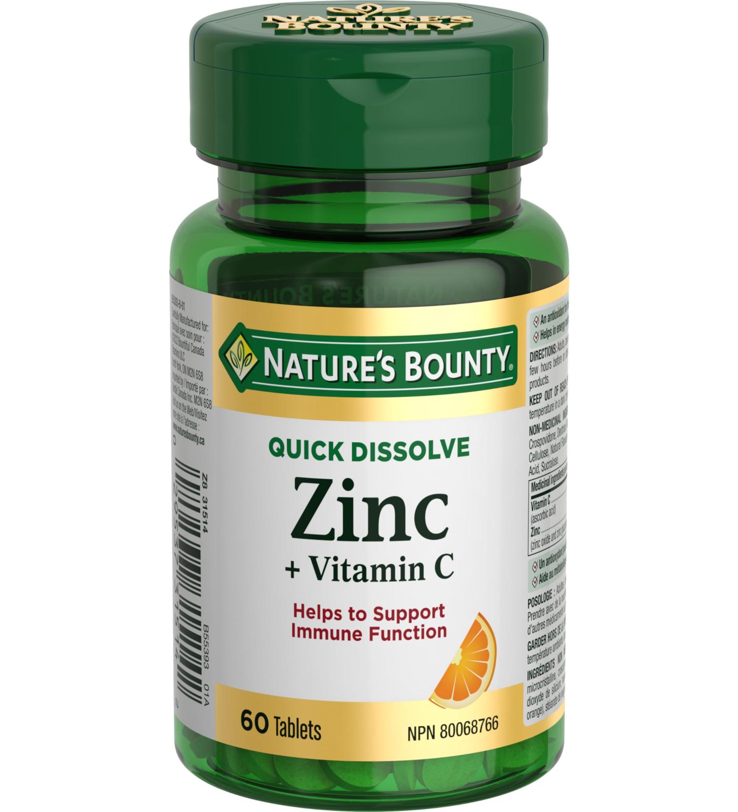 Nature's Bounty Vitamin C + Zinc Multi-coloured 60 Quick Dissolve Tablets - Buy Online on GoSupps.com