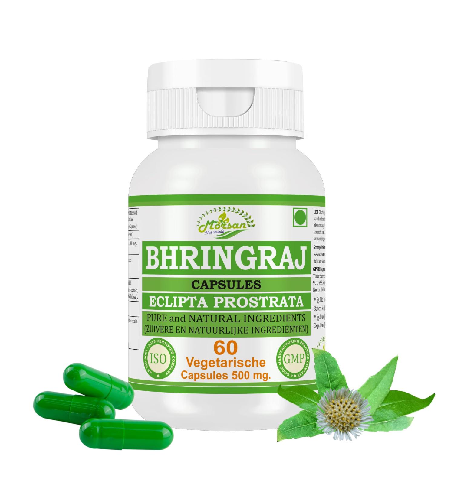 Morsan Nutraveda Bhringraj Capsules Eclipta alba 60 pieces 500mg per Capsule Ayurvedic Herbal Supplement PlantBased Wellness Support 1 - Buy Online on GoSupps.com