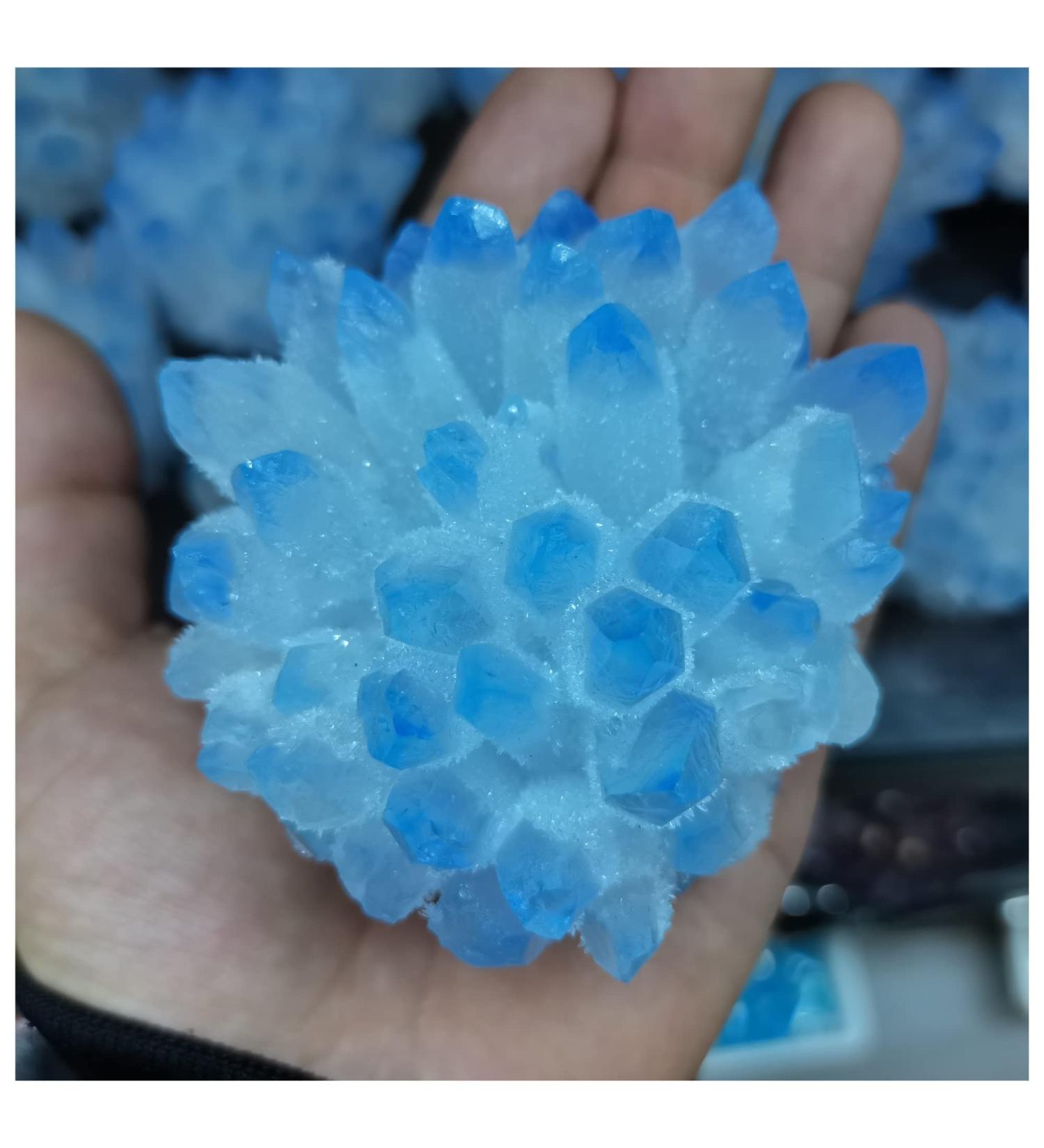 Natural Crystal Rough Crystals 350-450g Rare Beautiful Blue Ghost Phantom Quartz Crystal Cluster 1pcs - Buy Online on GoSupps.com