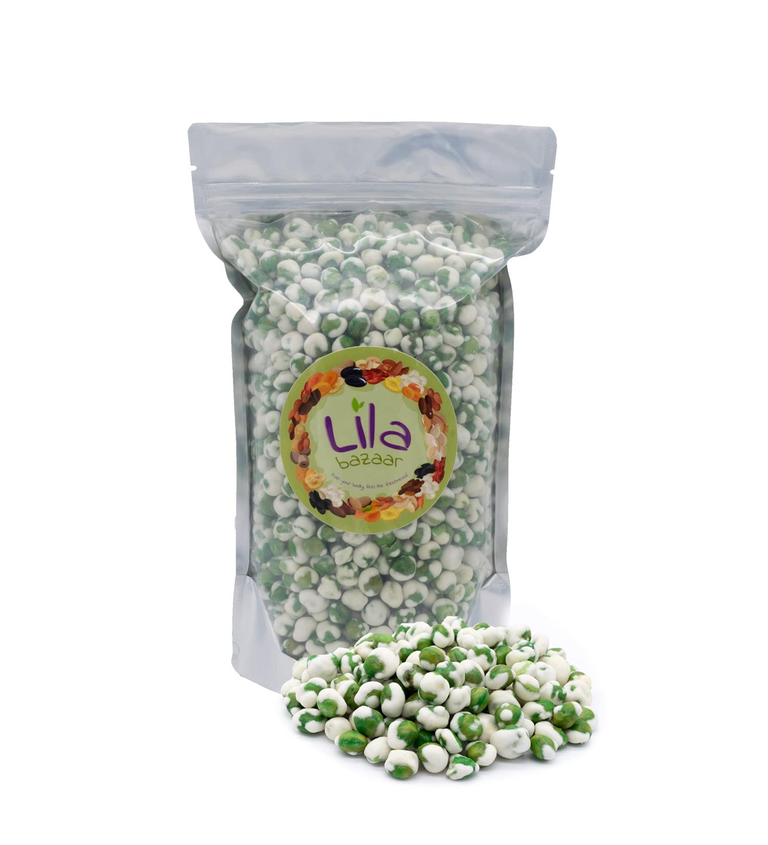 LILA BAZAAR Wasabi Coated Green Peas 24 oz | Crunchy & Spicy | Resealable Bag | Kosher Certified - Buy Online on GoSupps.com