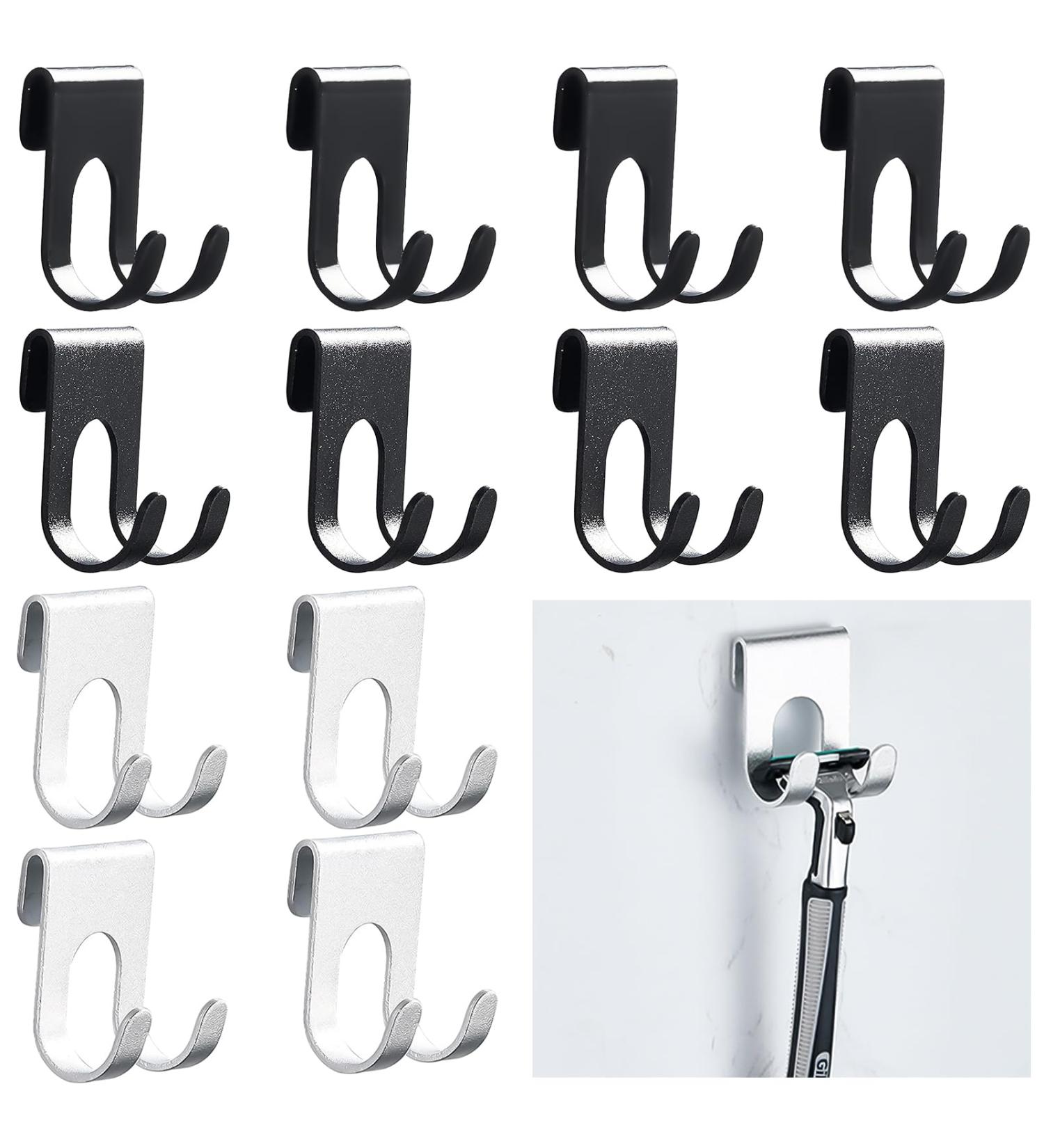 Ningyer 12-Piece Self-Adhesive Razor Shower Holder Set | No-Drill Multi-Purpose Hooks for Bathroom Kitchen & Office | Black/Silver Bathroom Accessories - Buy Online on GoSupps.com