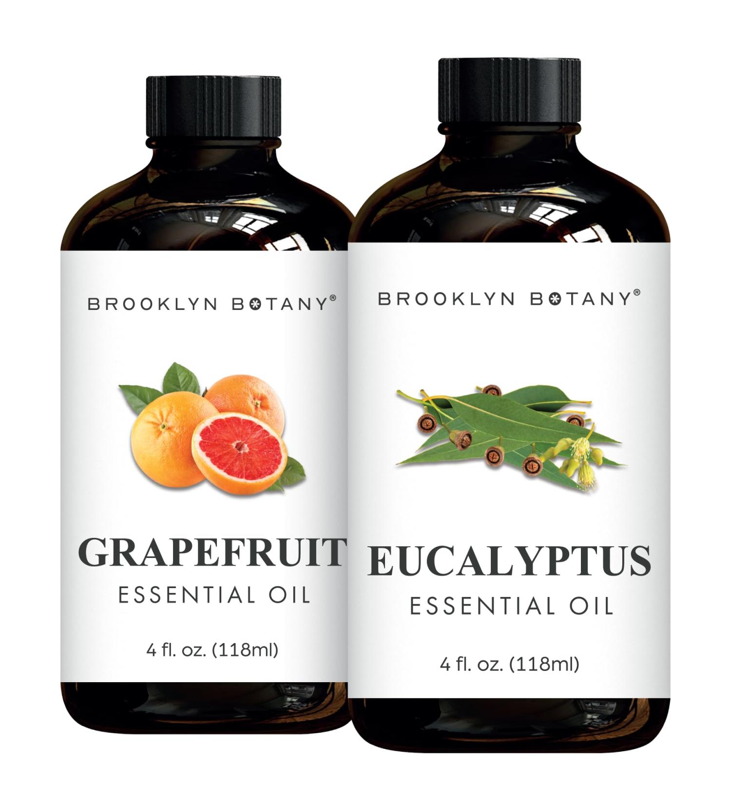 Brooklyn Botany Grapefruit & Eucalyptus Essential Oils 4 Fl Oz (Pack of 2) 100% Pure & Natural Refreshing & Invigorating Aromatherapy Blend - Buy Online on GoSupps.com