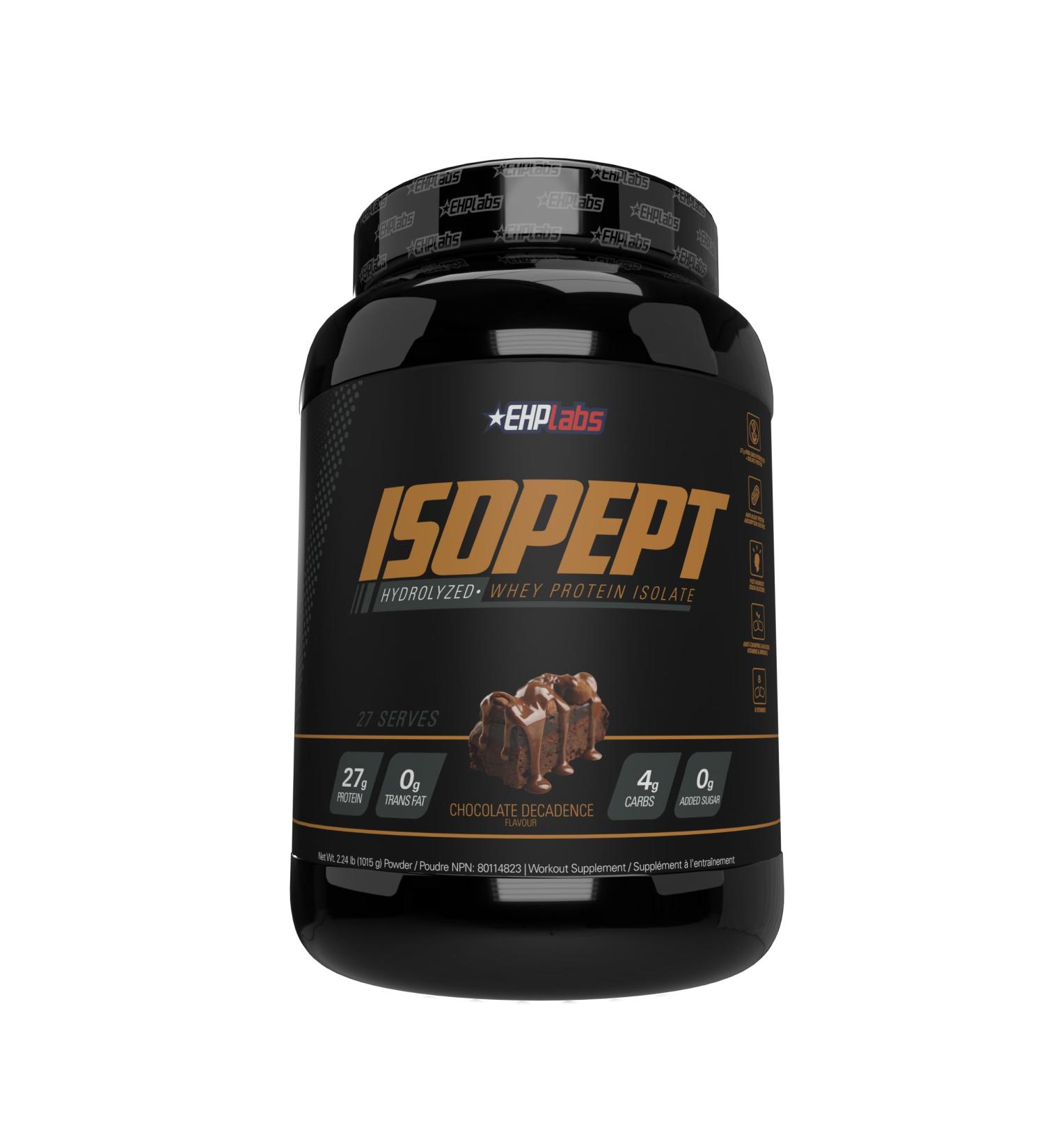 EHP Labs IsoPept Whey Protein Powder Protein Shake - 27g of Whey Protein Isolate Meal Replacement Shake Non GMO Whey Isolate Protein Powder - 27 Serves (Chocolate) - Buy Online on GoSupps.com