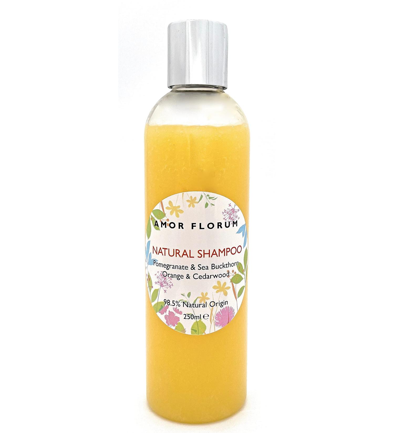 98.5% Natural SHAMPOO - ALOE VERA POMEGRANATE SEA BUCKTHORN ORANGE & CEDARWOOD - 250ml by AMOR FLORUM. Sulfate Free Paraben Free. Gentle Concentrated. pH 5.5 Balanced for Sensitive Skin. - Buy Online on GoSupps.com