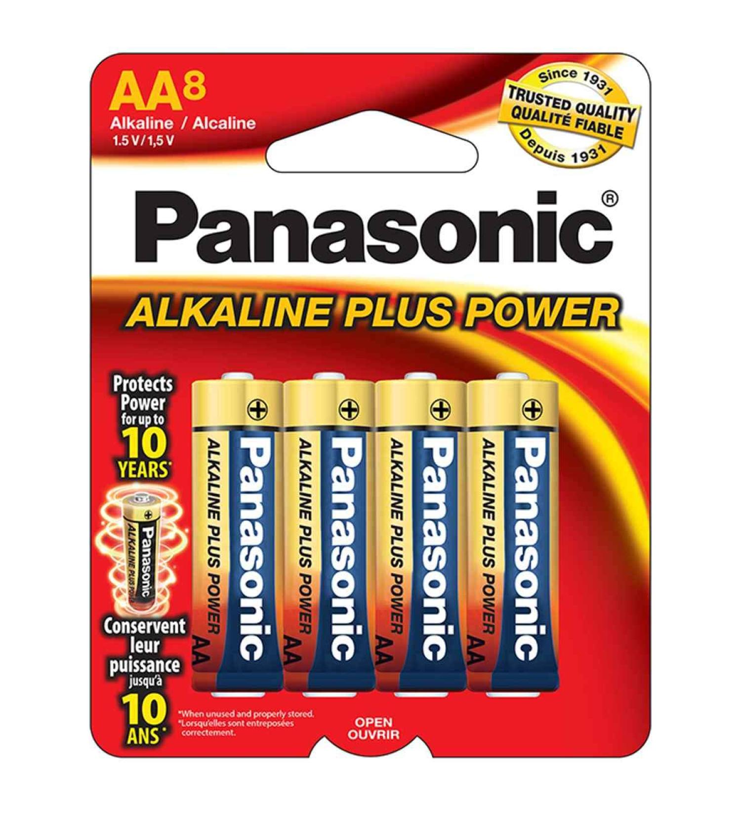 Panasonic 354370 AA Alkaline Plus Power Batteries - Pack of 8