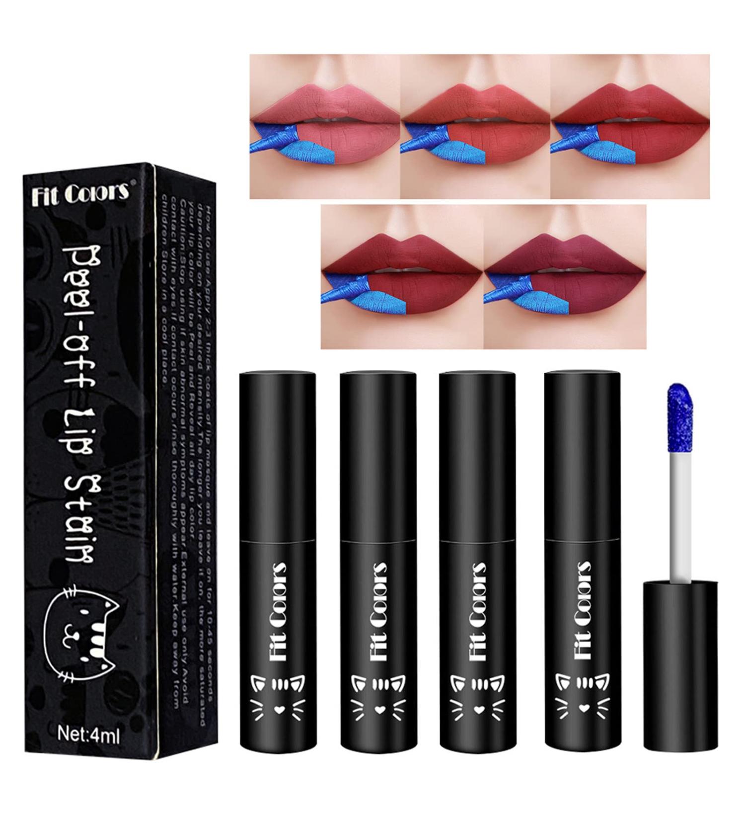 5 PCS Long Lasting Lip Stain Peel Off Matte Gloss Kit | Waterproof Non-Stick Cup Stain for Women Girls - Liquid Lipstick Set - Buy Online on GoSupps.com