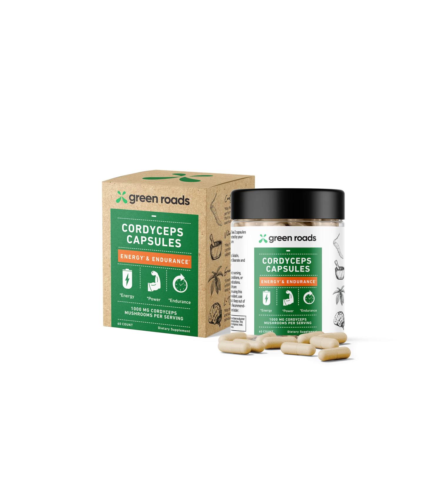 Green Roads Cordyceps Energy & Endurance Mushroom Capsules - (60ct) - Buy Online on GoSupps.com