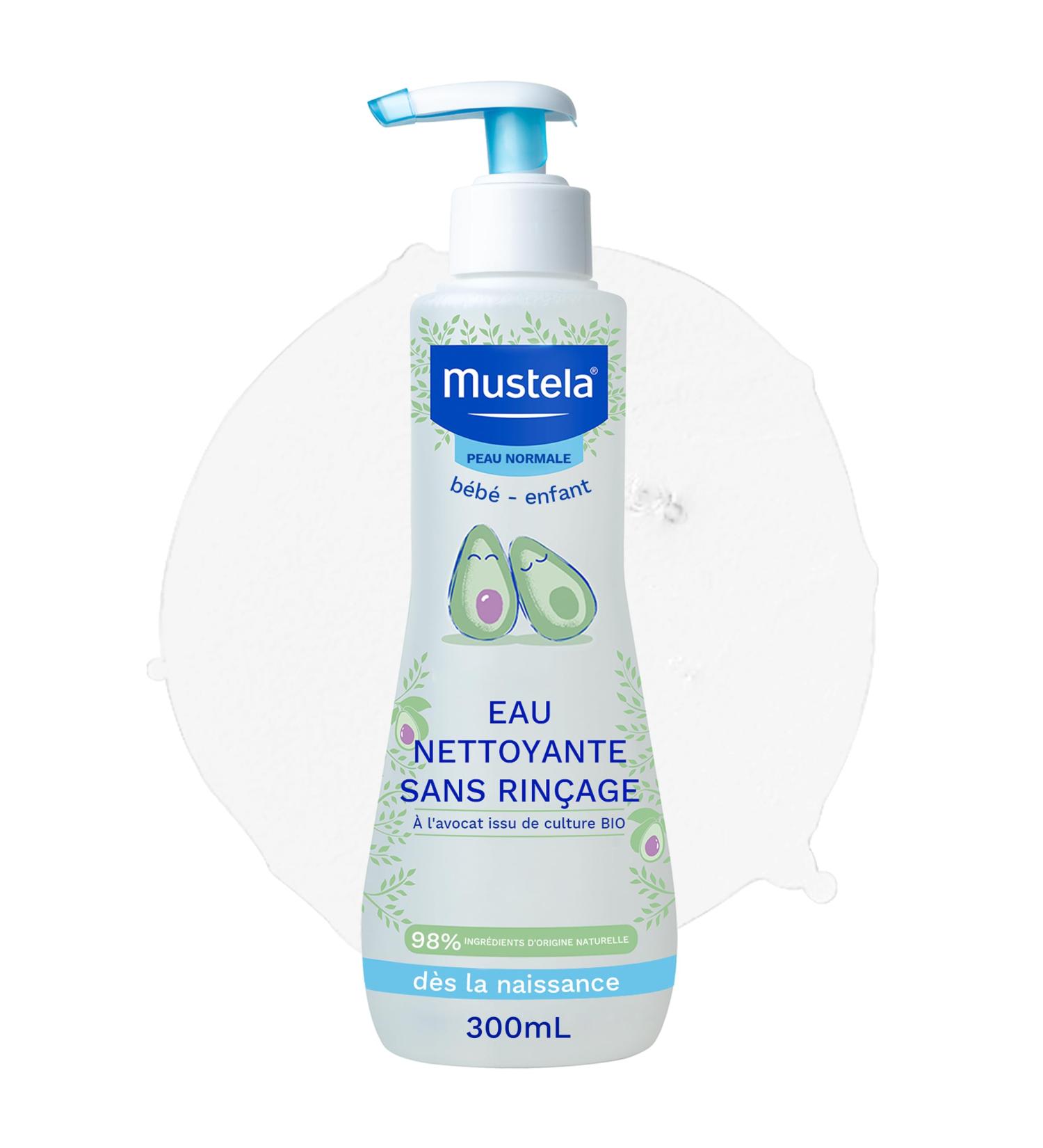 Mustela - Eau Nettoyante B b Sans Rin age l'Avocat BIO - Eau Micellaire avec 98% d'Ingr dients d'Origine Naturelle Pour Visage et Si ge - Produit B b Haute Tol rance Pour Peau Normale 300 ml (Lot de 1) - Buy Online on GoSupps.com