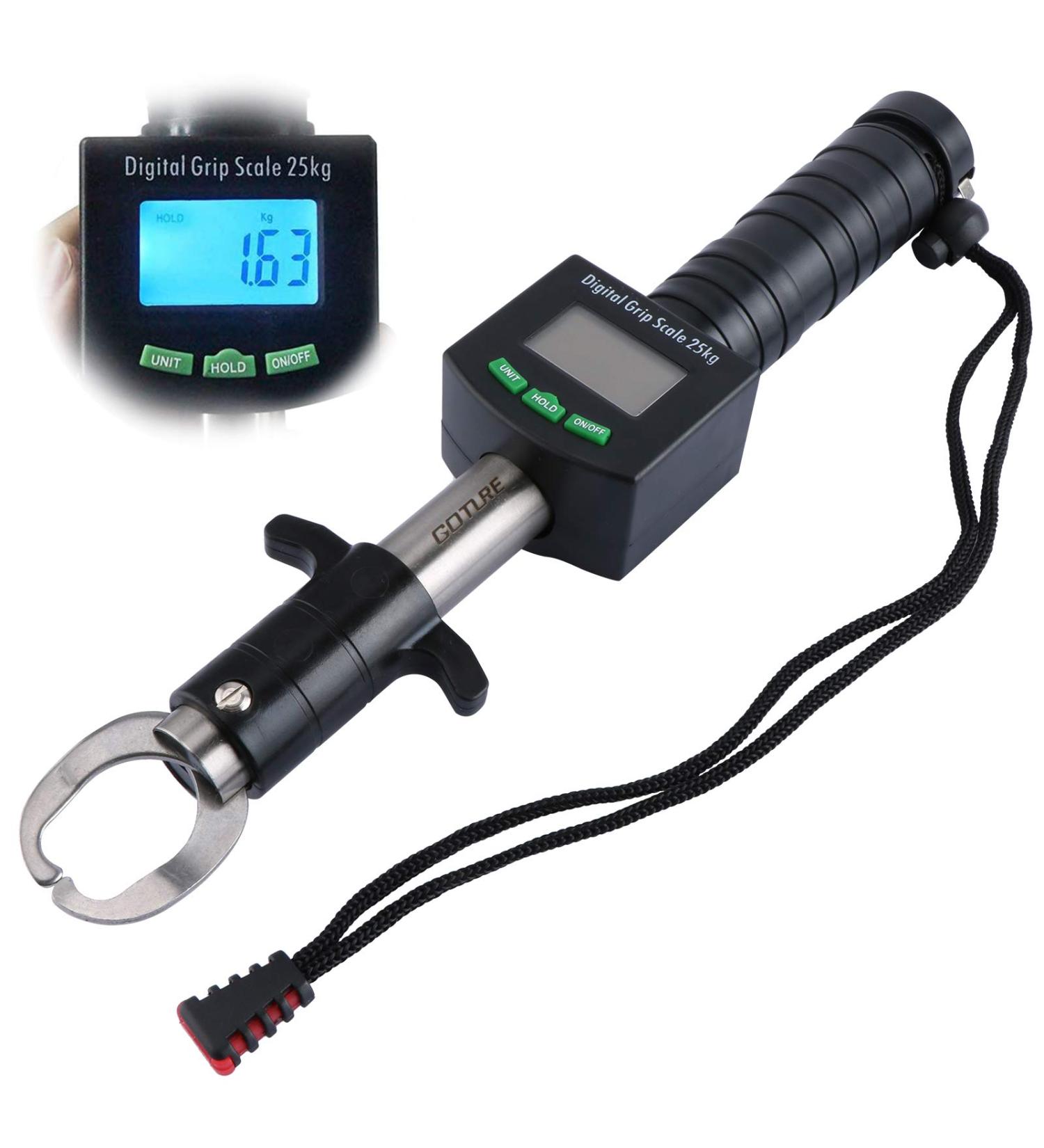 Yogayet Fish Lip Gripper Digital Scale 50lb/25kg Stainless Steel Water-Resistant Grip Tape Measure - Fishing Sale - Buy Online on GoSupps.com