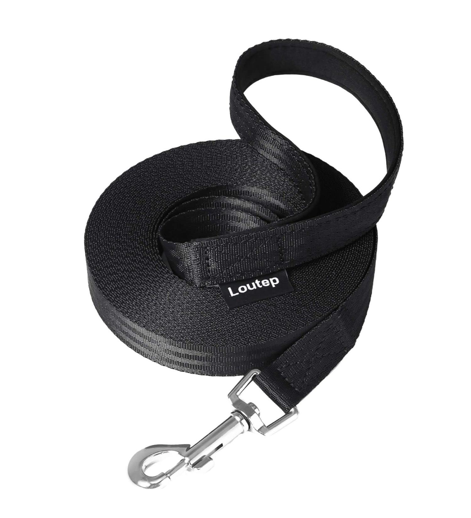 Loutep Towline Leash 3m 5m 10m 15m 20m - Strong Nylon Dog Leash with Padded Handle - 15m Black - International Shipping - Buy Online on GoSupps.com