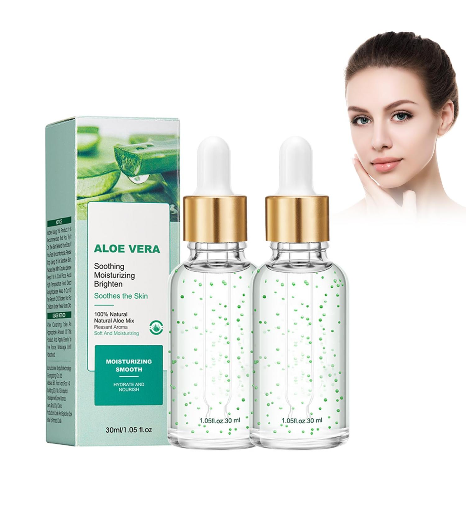 2pcs Essence d'aloe vera S rum hydratant Hydratation douce Hydrate le visage l'illumine et l'adoucit 2pcs*30ml serum - Buy Online on GoSupps.com