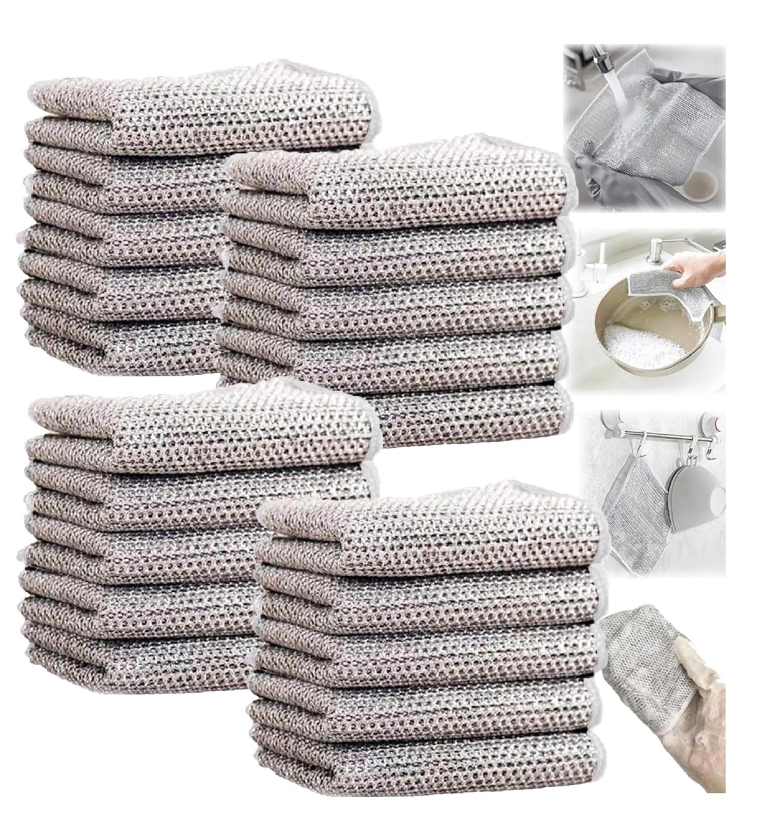 Foodypopz Kitchen Rag Wire Dishwashing Rag Foody Popz Wire Rag Kitchen Cloths for Cleaning Counters Multipurpose Wire Dishwashing Rags for Wet and Dry for Kitchen Sinks (20pcs) - Buy Online on GoSupps.com