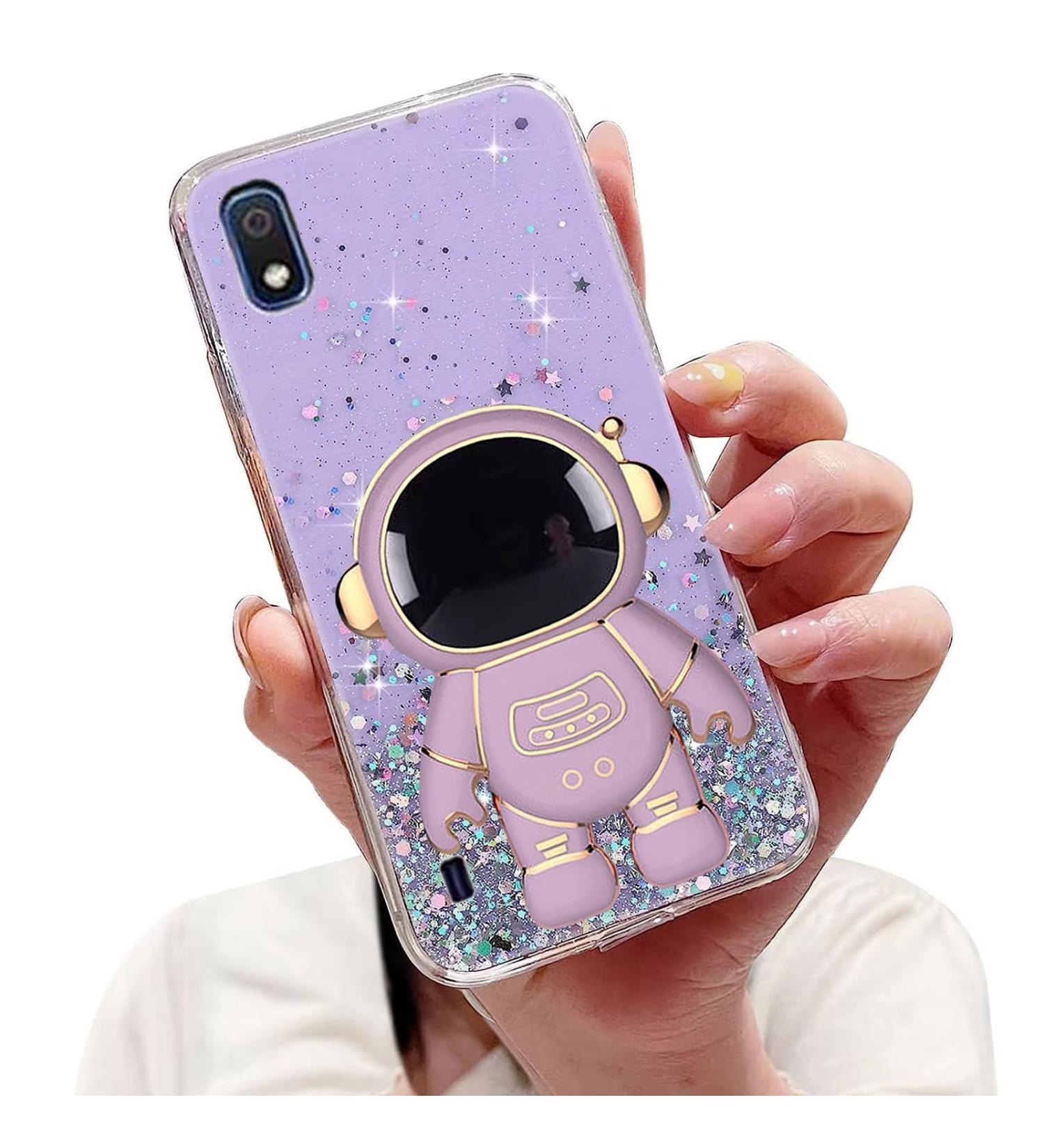 Buy Tivenfezk Nadoli Astronaut Stand Shell for Samsung Galaxy A10 - Glitter Soft Silicone Bling Transparent Cover - Purple - Buy Online on GoSupps.com