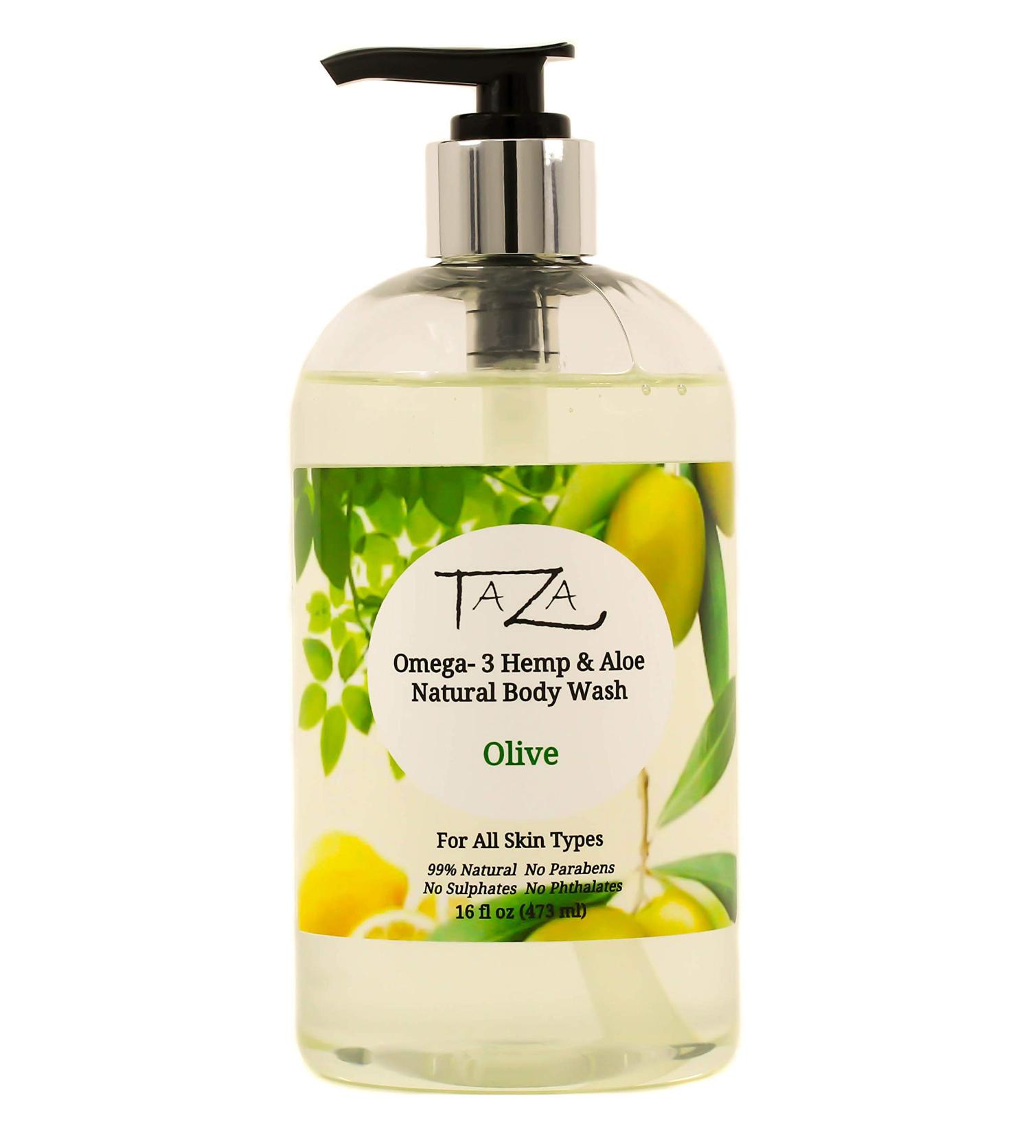 Buy Taza Premium Omega-3 Hemp & Aloe Olive Body Wash - Soft Skin Care 16 fl oz - Natural Ingredients with Chamomile & Willow Bark - Buy Online on GoSupps.com