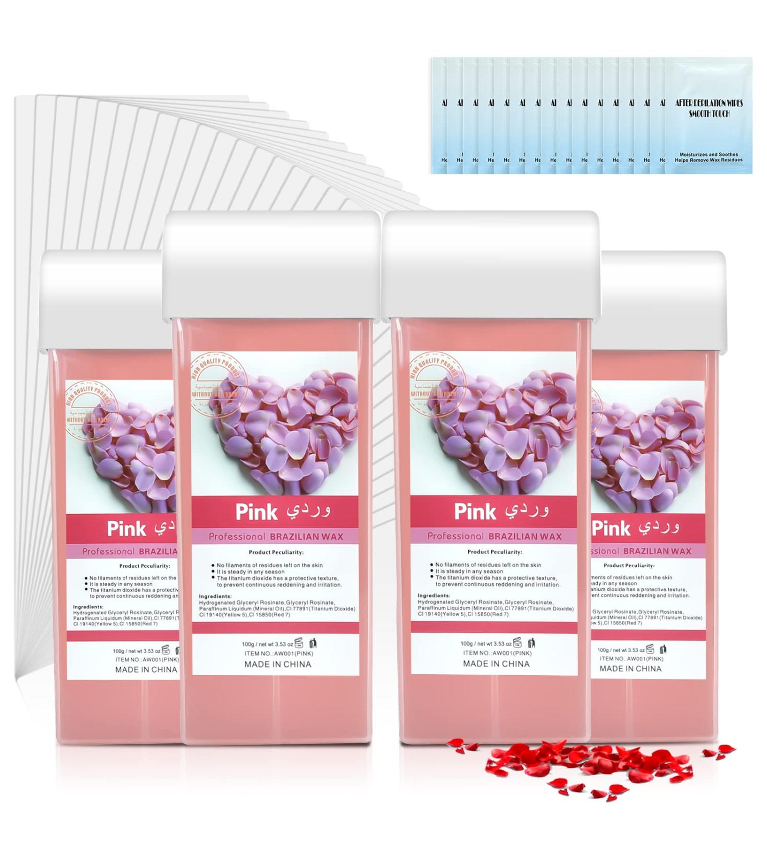 2023 New Roll on Wax Rose Hair Removal Kit - 4 Pack Cartridges with Strips and Wax Wipes - Leg, Arm, Underarm Depilatory Waxing Set - Buy Online on GoSupps.com