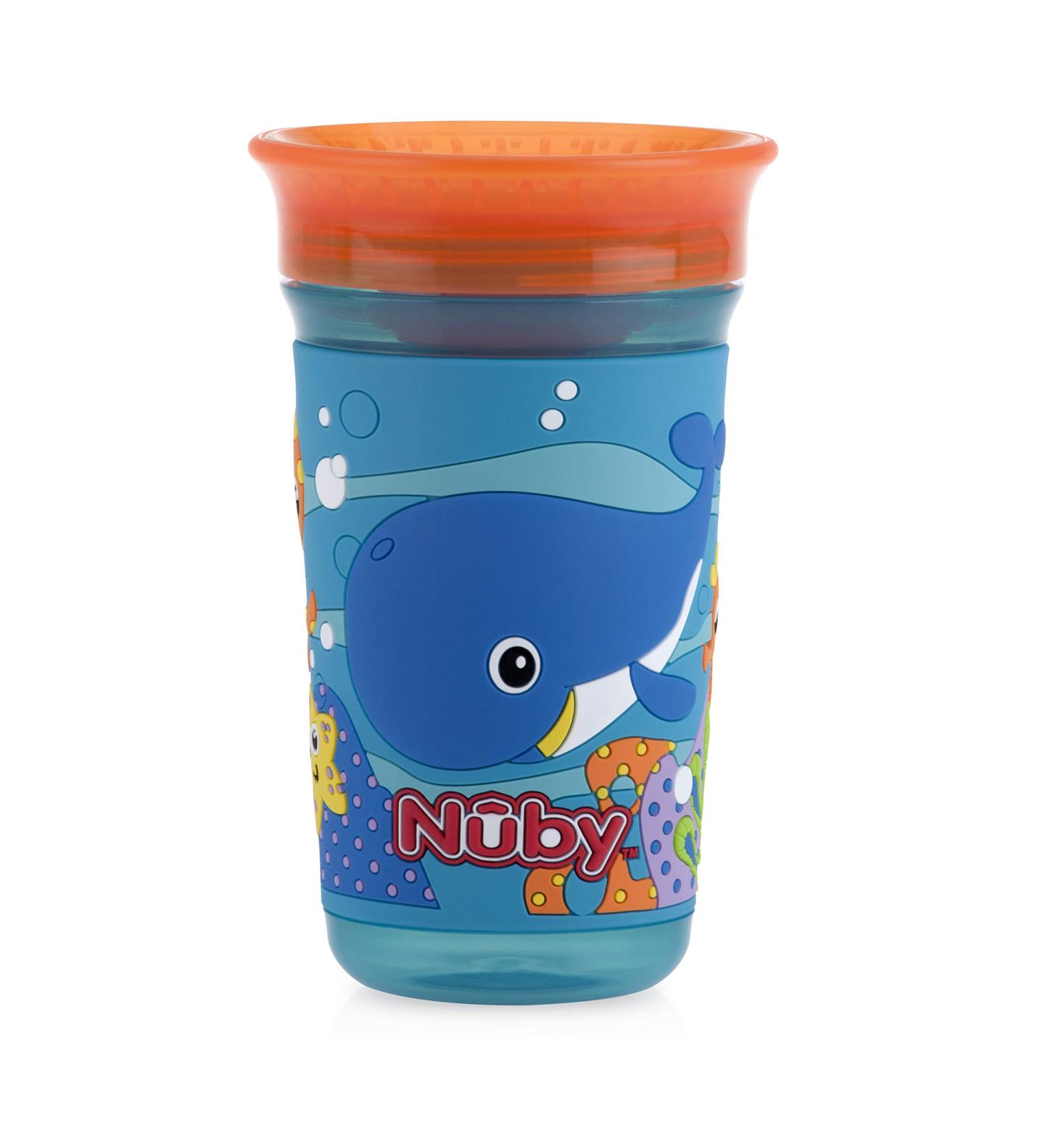 Nuby 360 Degree Easy Sip Wonder Cup 10 Oz with Printed Silicone Sleeve - Whale Design | Buy Online - Buy Online on GoSupps.com