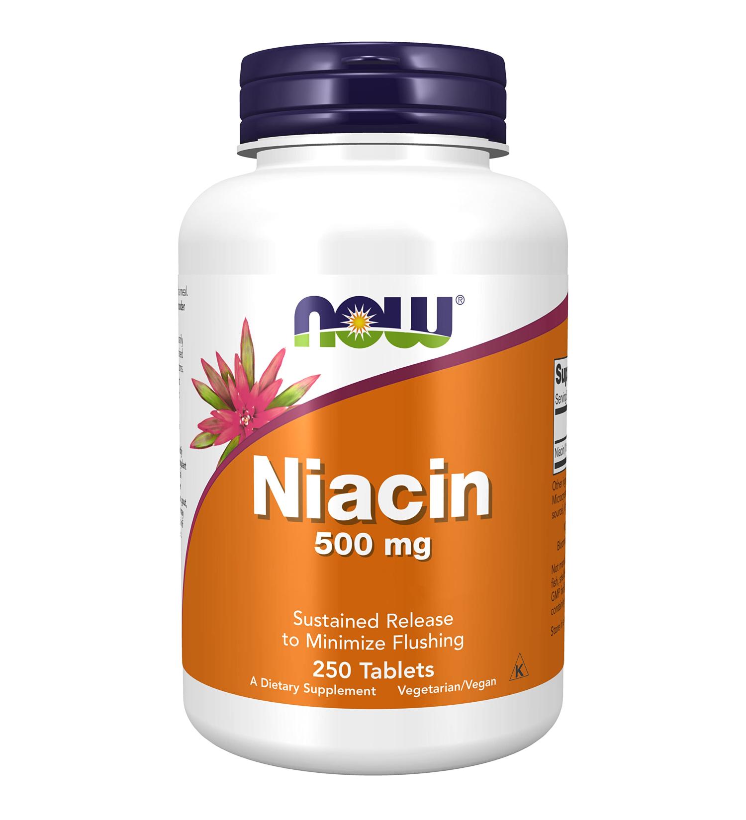 Buy Now Foods Niacin (Vitamin B3) 500mg - 250 Vegan Tablets | Gluten Free & Soy Free - Buy Online on GoSupps.com